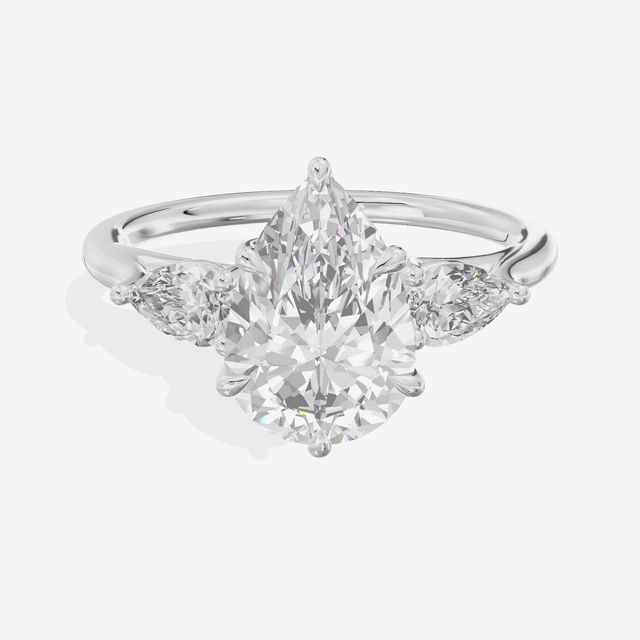 Luxe Sincere Three Stone Pear Engagement Ring (2/5 ct. tw.) in Platinum