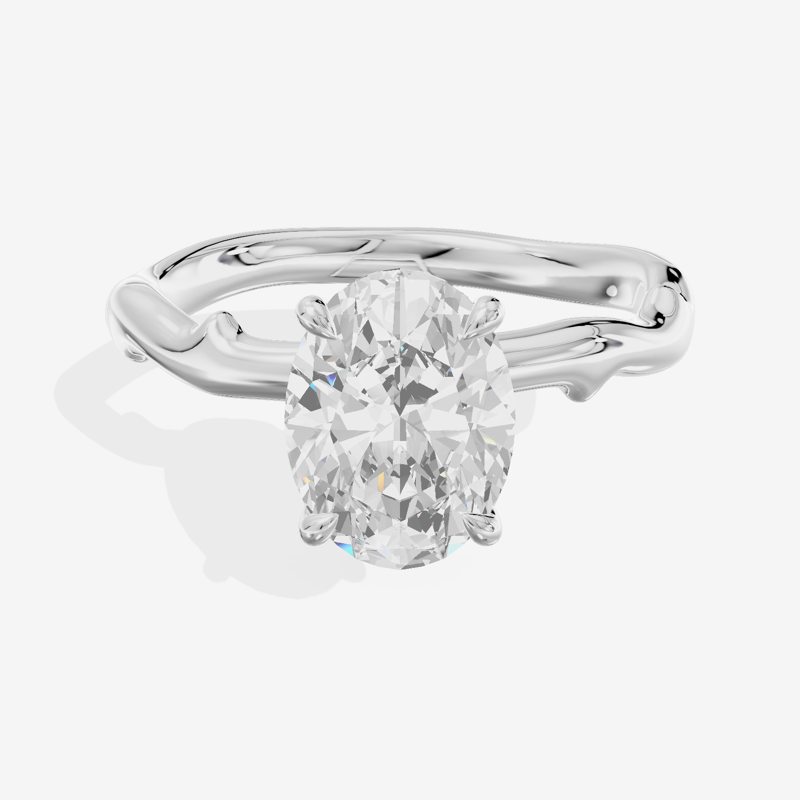 Vowsae Cathedral 2.2mm Oval Solitaire Engagement Ring in 18K White Gold