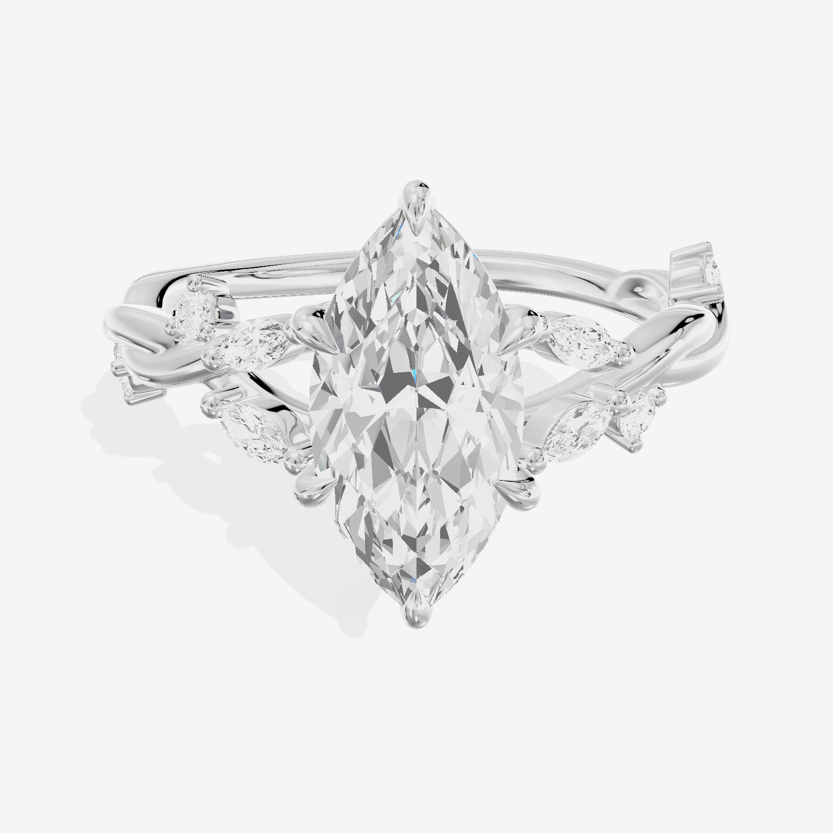 Twined Vowsae Marquise Twisted Engagement Ring (1/6 ct. tw.) in 18K White Gold