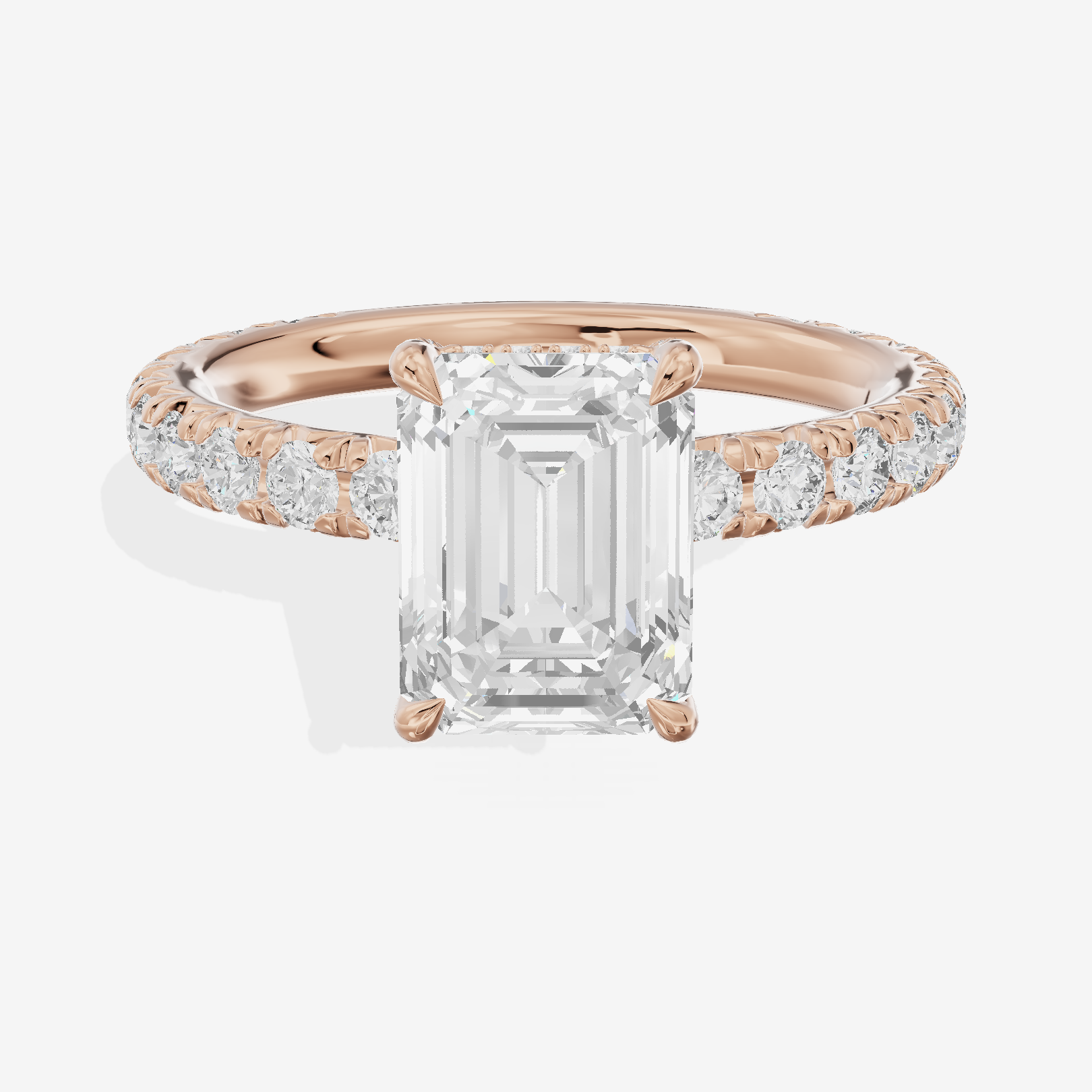 Eternal Coeurine Emerald Engagement Ring with Side Stones (3/5 ct. tw.) in 18K Rose Gold