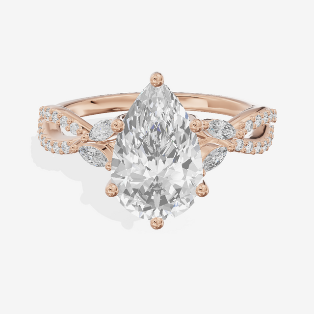 Luxe Domeline 1.5mm Pear Solitaire Engagement Ring (1/8 ct. tw.) in 18K Rose Gold