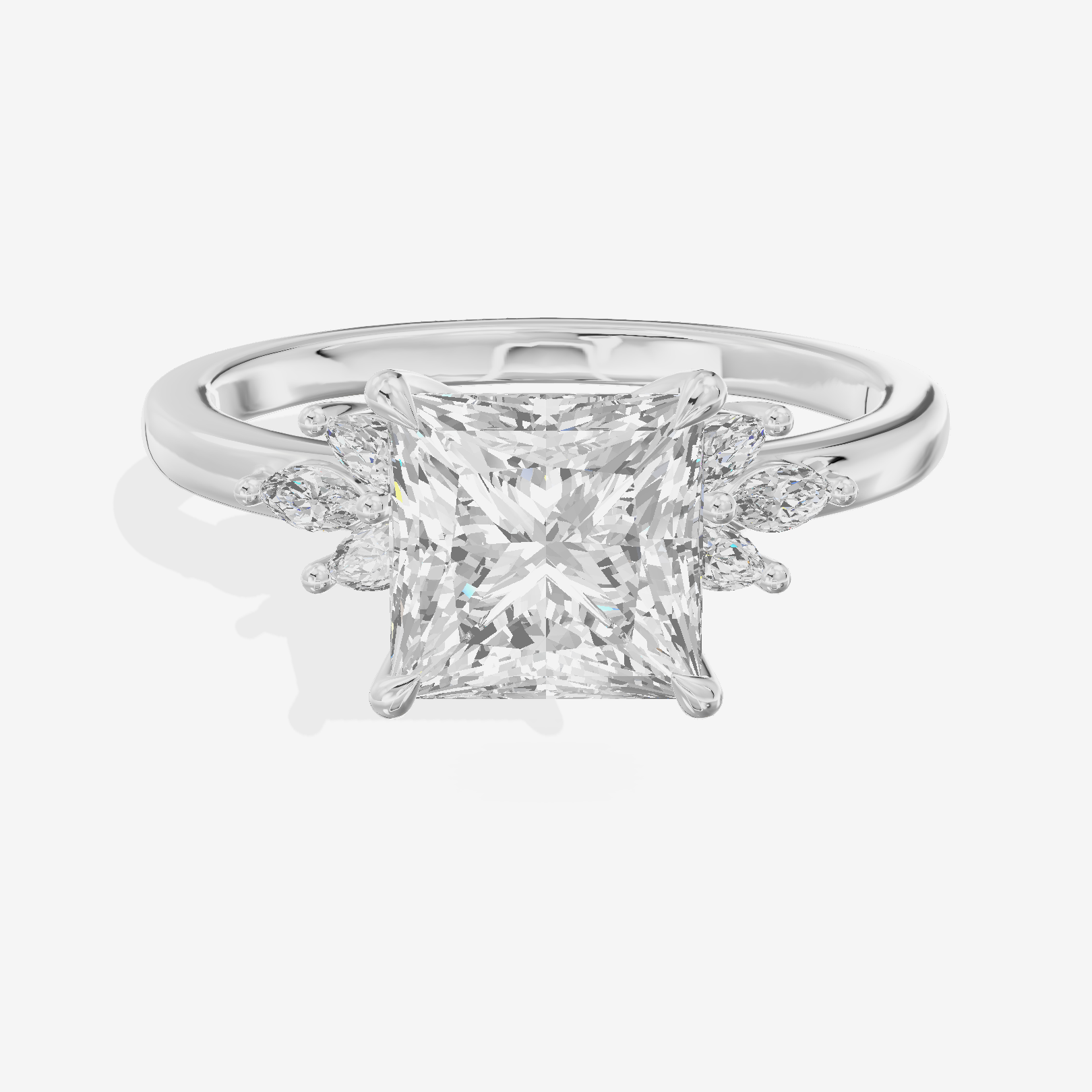 Modern Halcyon Princess Engraved Engagement Ring (1/5 ct. tw.) in Platinum