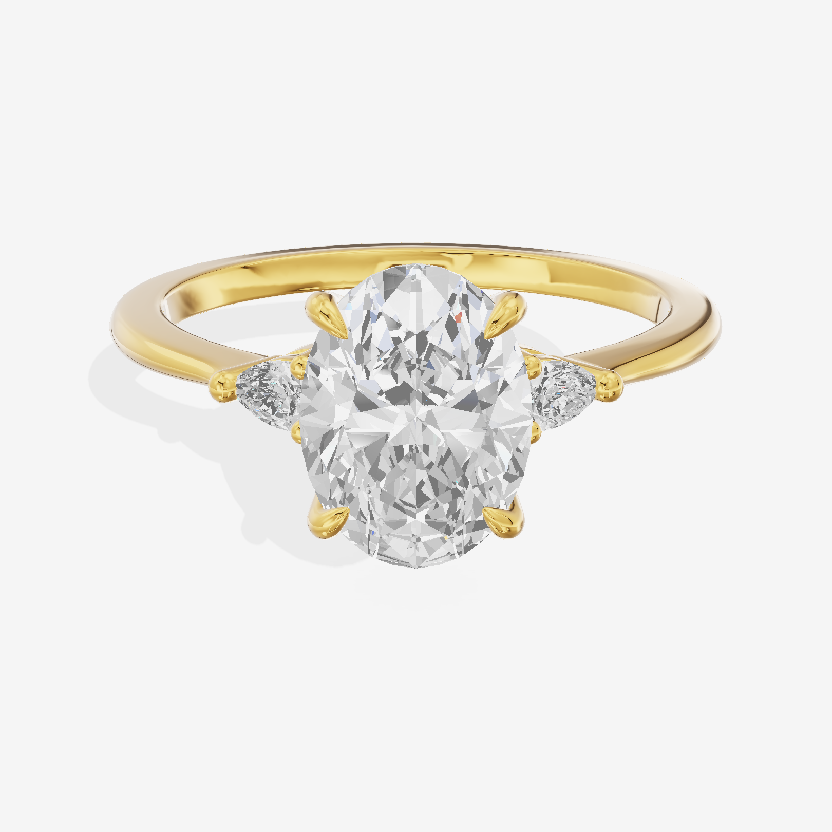 Lateria Three Stone Oval Engagement Ring (1/2 ct. tw.) in 18K Yellow Gold
