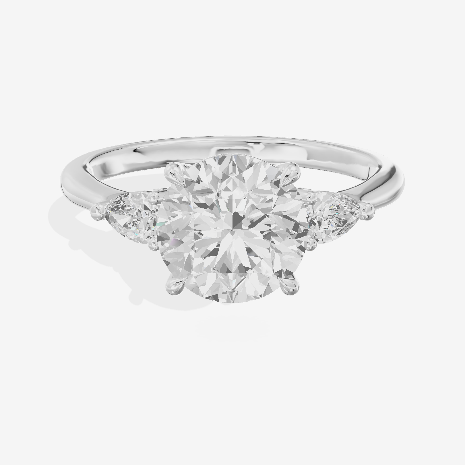 Petite Aimora Three Stone Round Engagement Ring (1/4 ct. tw.) in Platinum