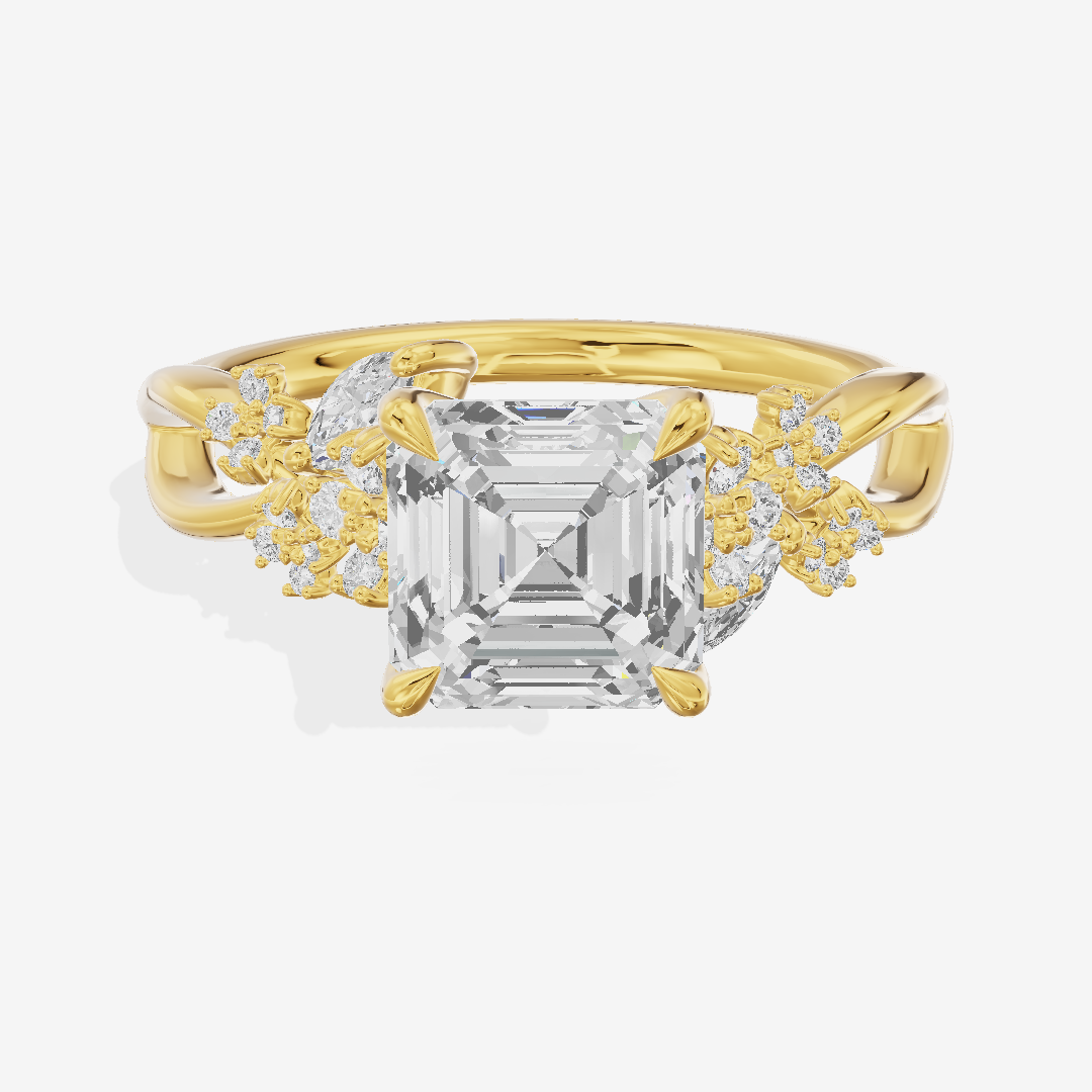 Classic Lightwoven Asscher Engagement Ring with Side Stones (1/4 ct. tw.) in 14K Yellow Gold