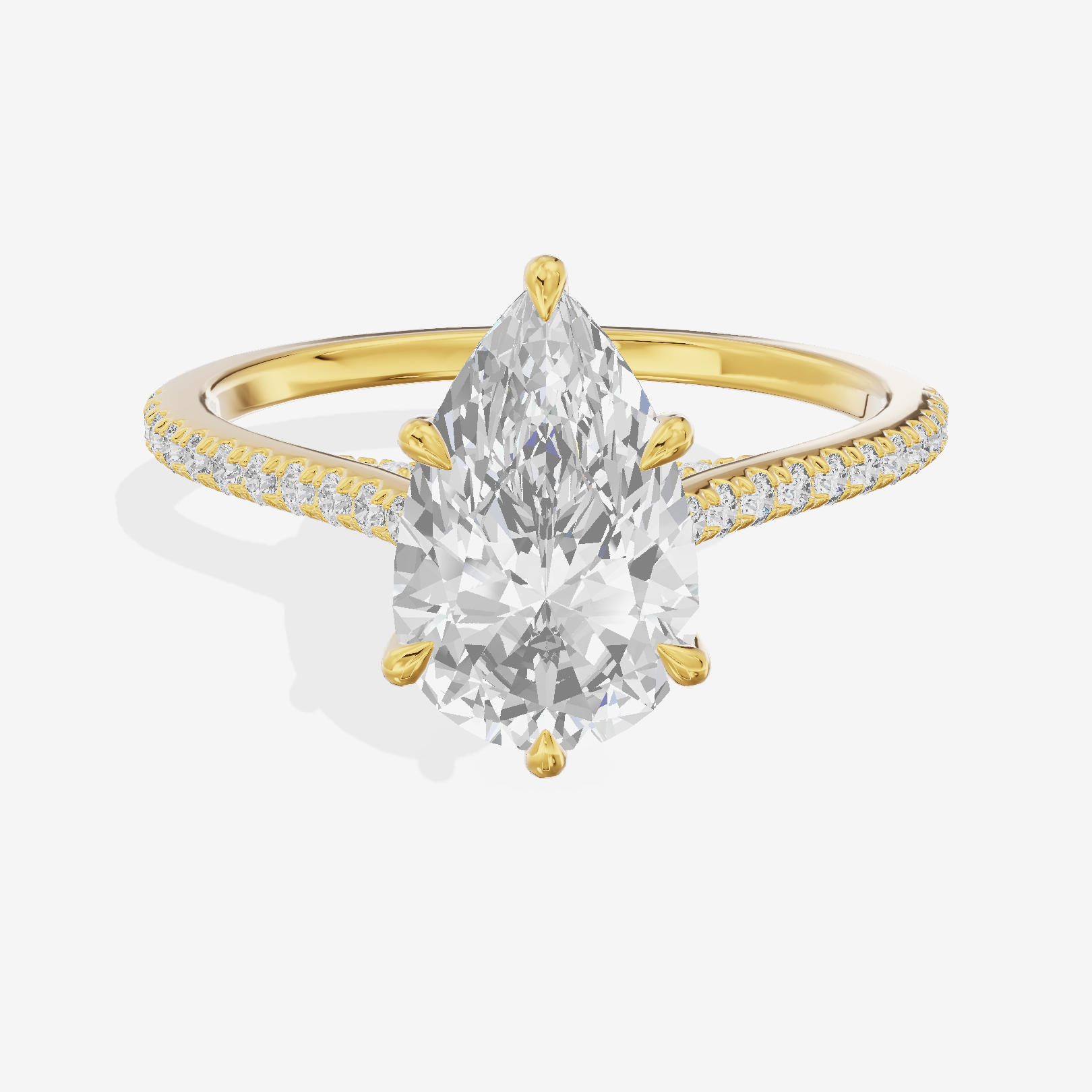 Luxe Aimora Pear Engagement Ring with Side Stones (1/4 ct. tw.) in 18K Yellow Gold