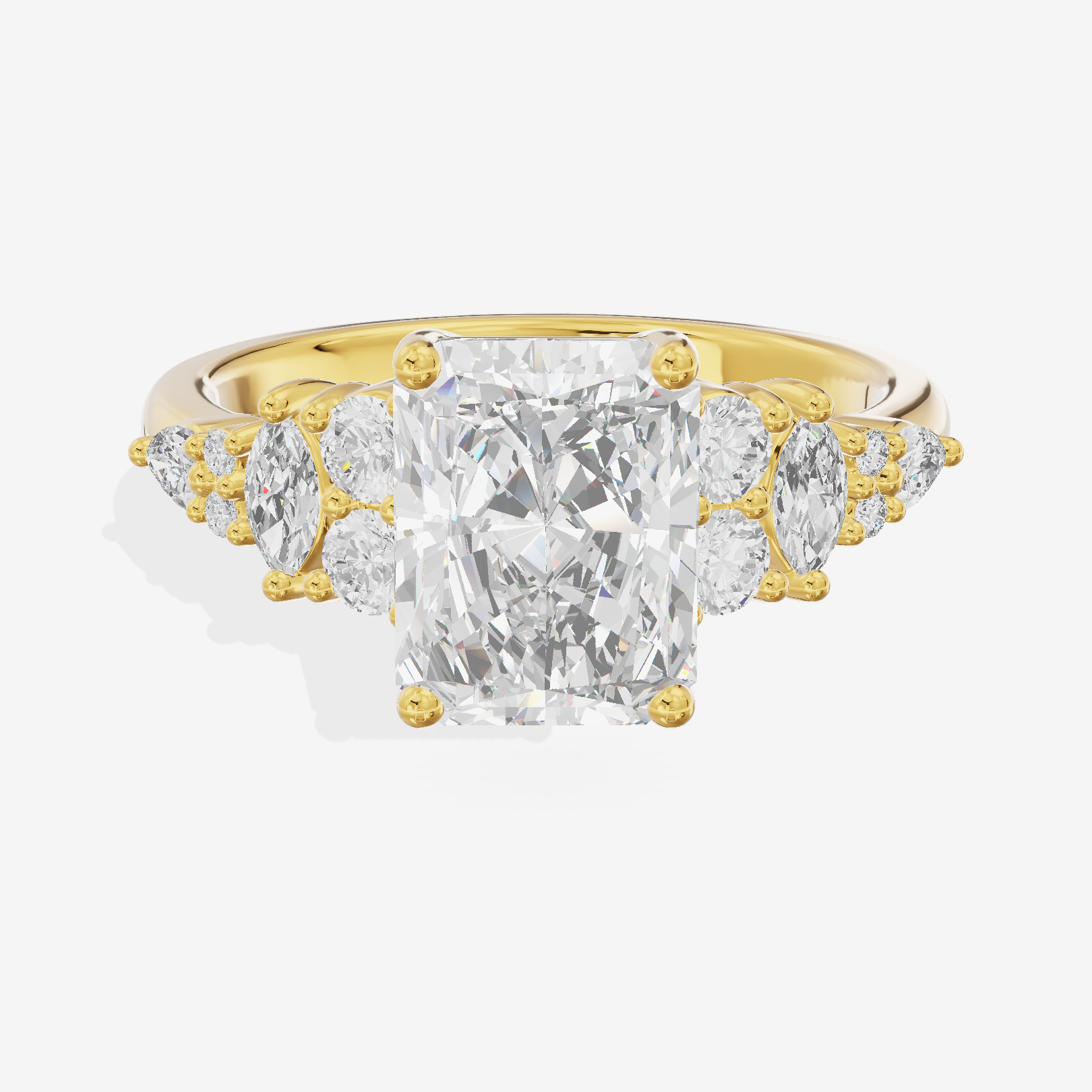 Modern Maia Radiant Engagement Ring with Side Stones (1/5 ct. tw.) in 14K Yellow Gold