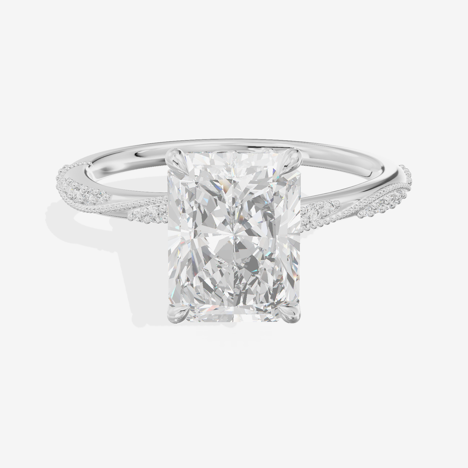 Modern Selenia Radiant Engagement Ring with Side Stones (1/6 ct. tw.) in 14K White Gold