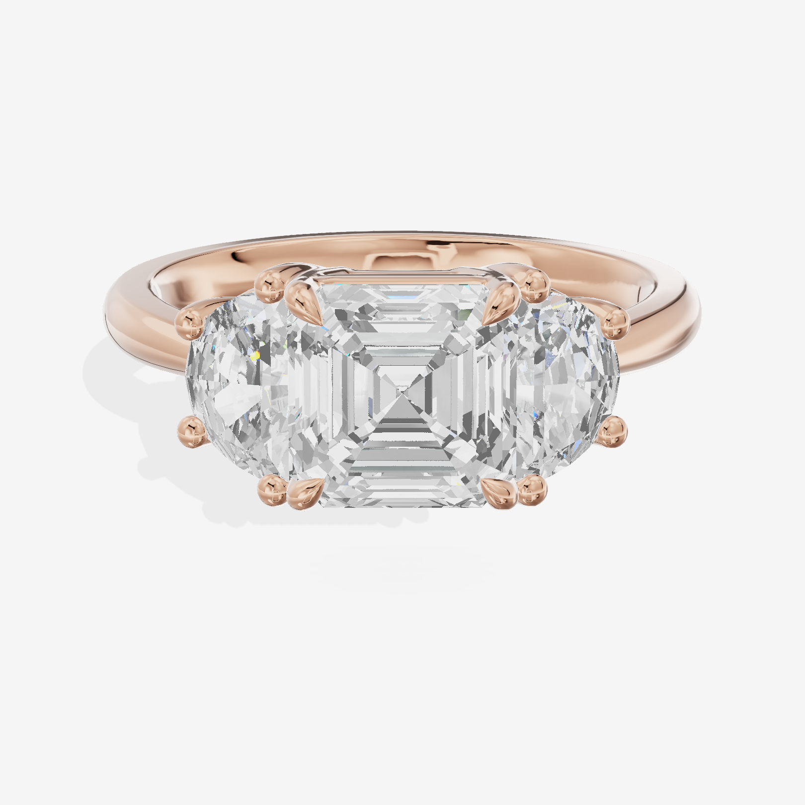 Vintage Sincere Three Stone Asscher Engagement Ring (1/2 ct. tw.) in 14K Rose Gold