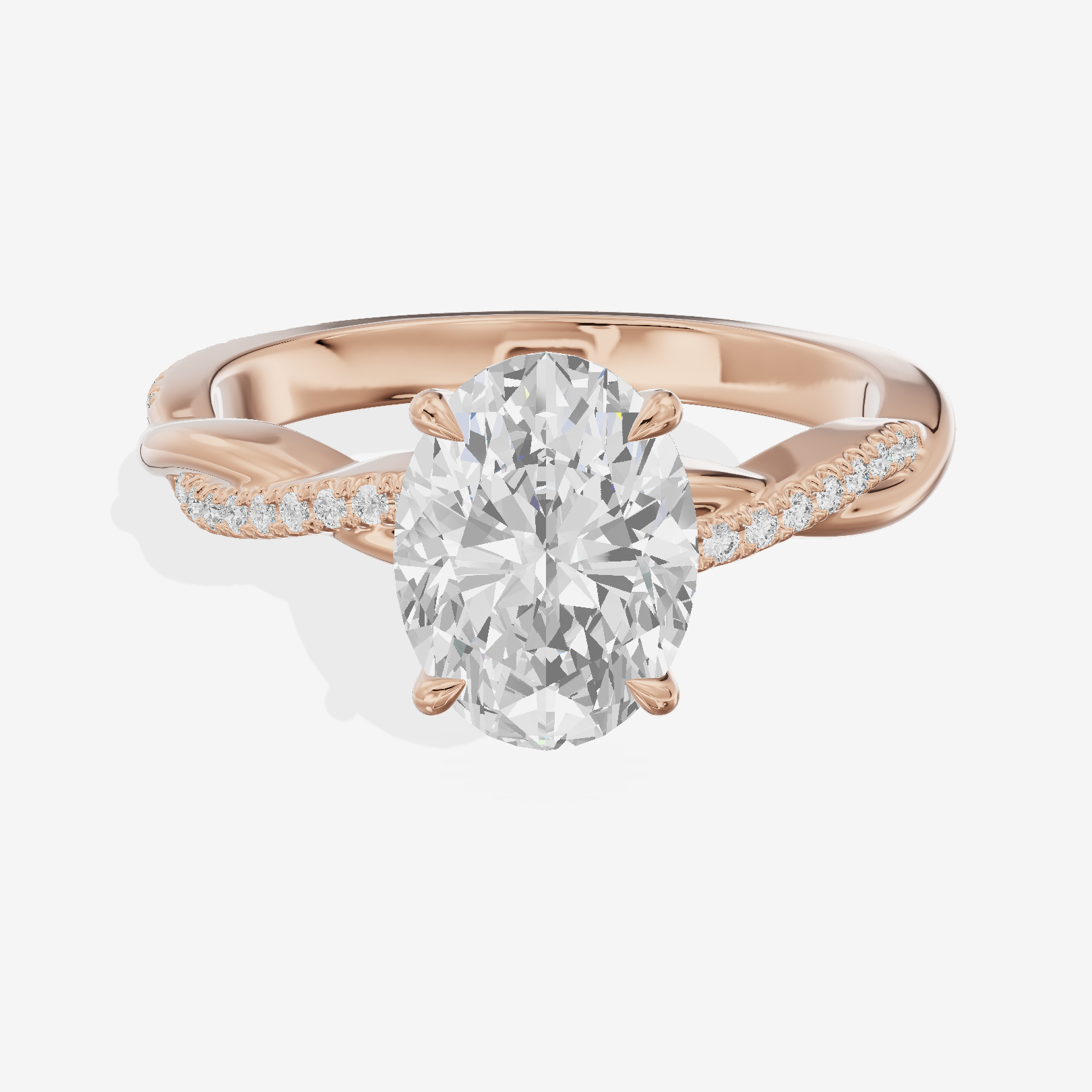 Petite Lumera Oval Pavé Engagement Ring (1/8 ct. tw.) in 14K Rose Gold