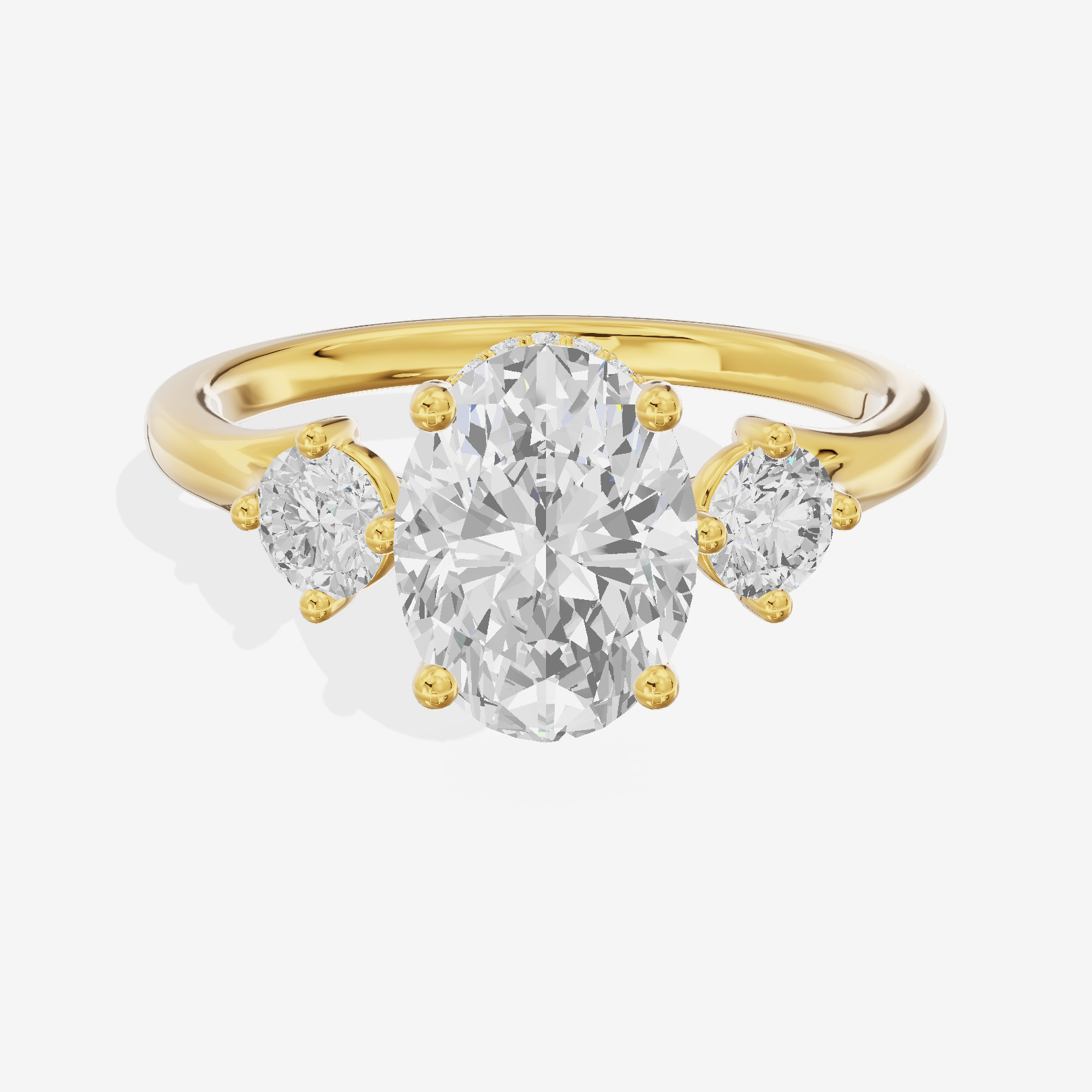 Luxe Solea Three Stone Oval Engagement Ring (1/3 ct. tw.) in 14K Yellow Gold