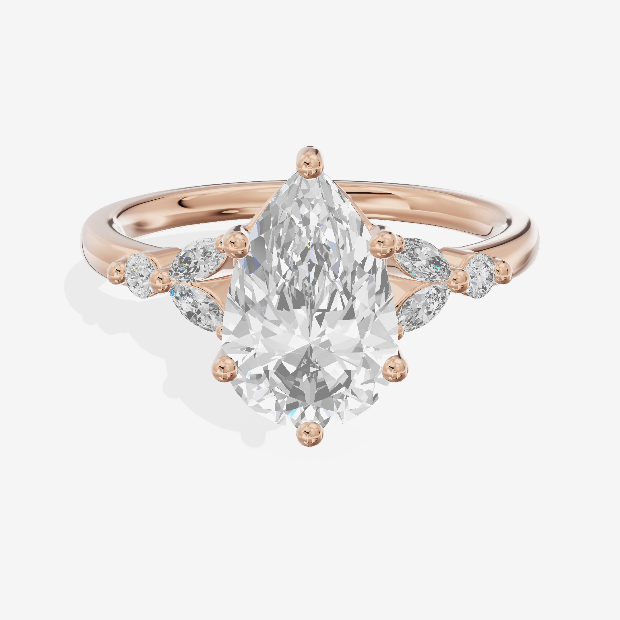 Whispered Halcyon Pear Engagement Ring with Side Stones (1/6 ct. tw.) in 18K Rose Gold