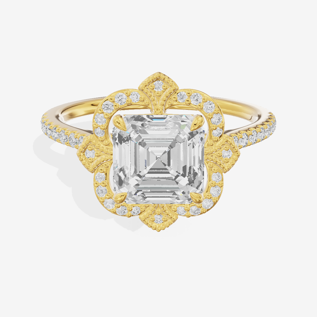 Selenia Halo Asscher Engagement Ring (1/6 ct. tw.) in 14K Yellow Gold