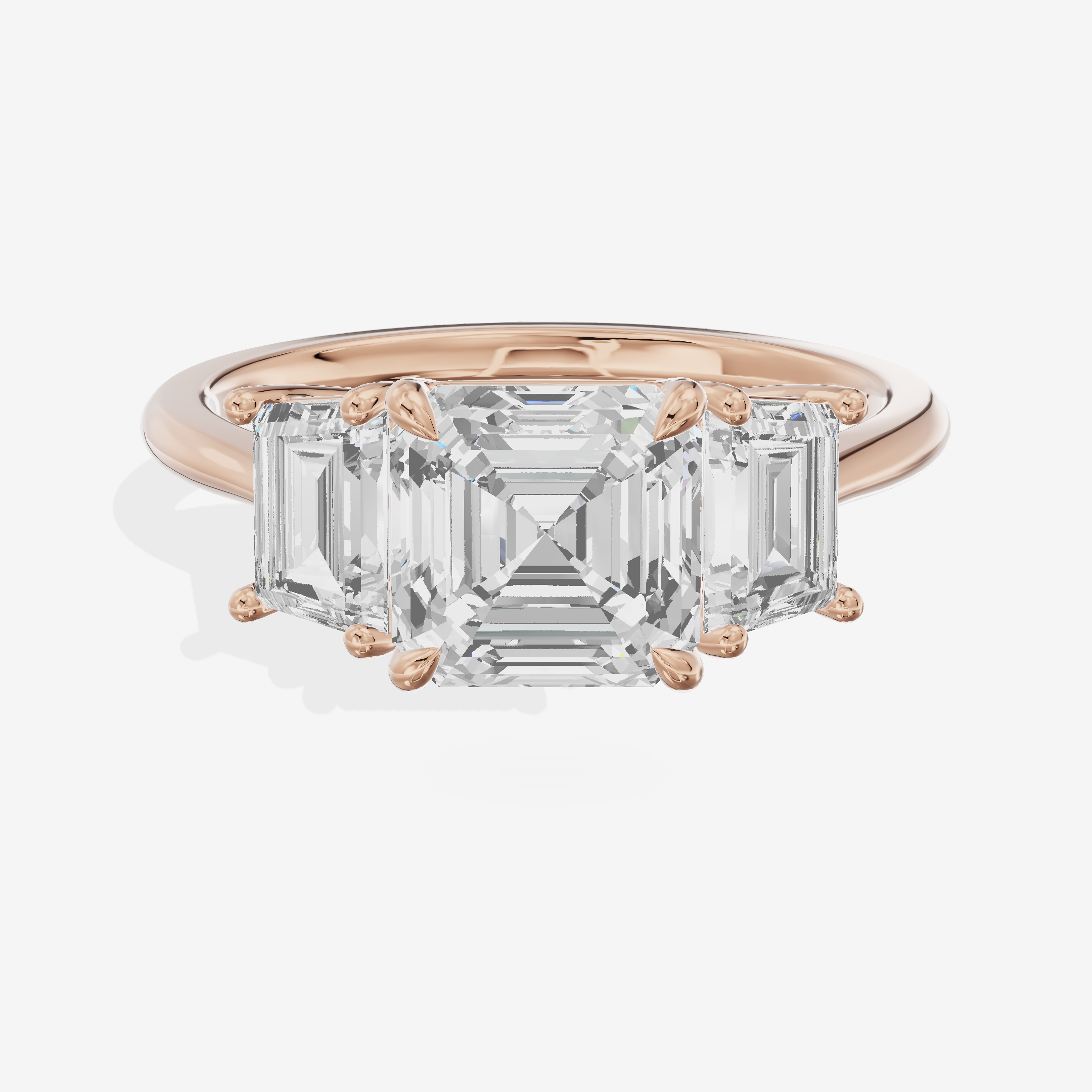 Luxe Promezza Three Stone Asscher Engagement Ring (3/5 ct. tw.) in 18K Rose Gold