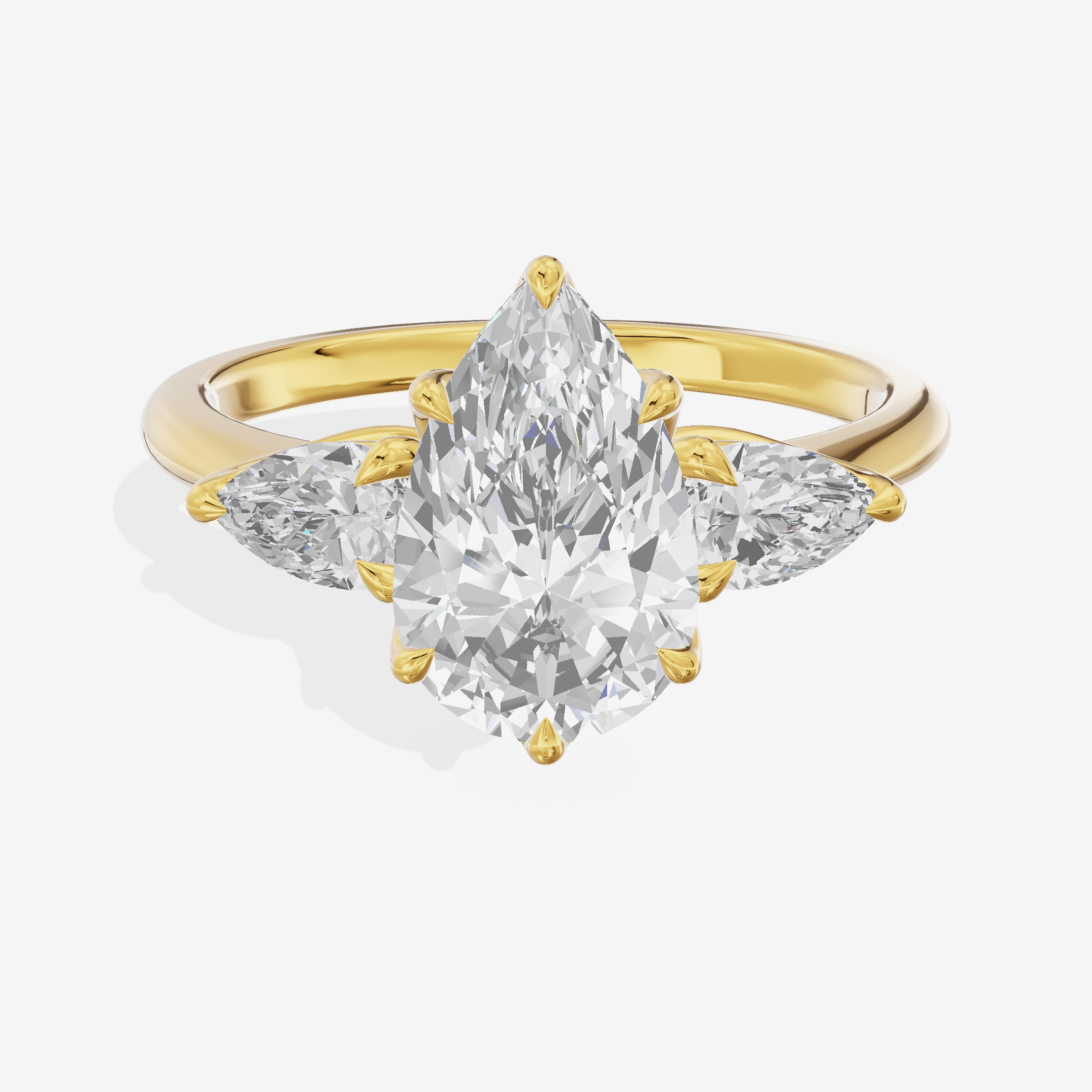 Modern Triade Pear Three Stone Engagement Ring (1/2 ct. tw.) in 18K Yellow Gold