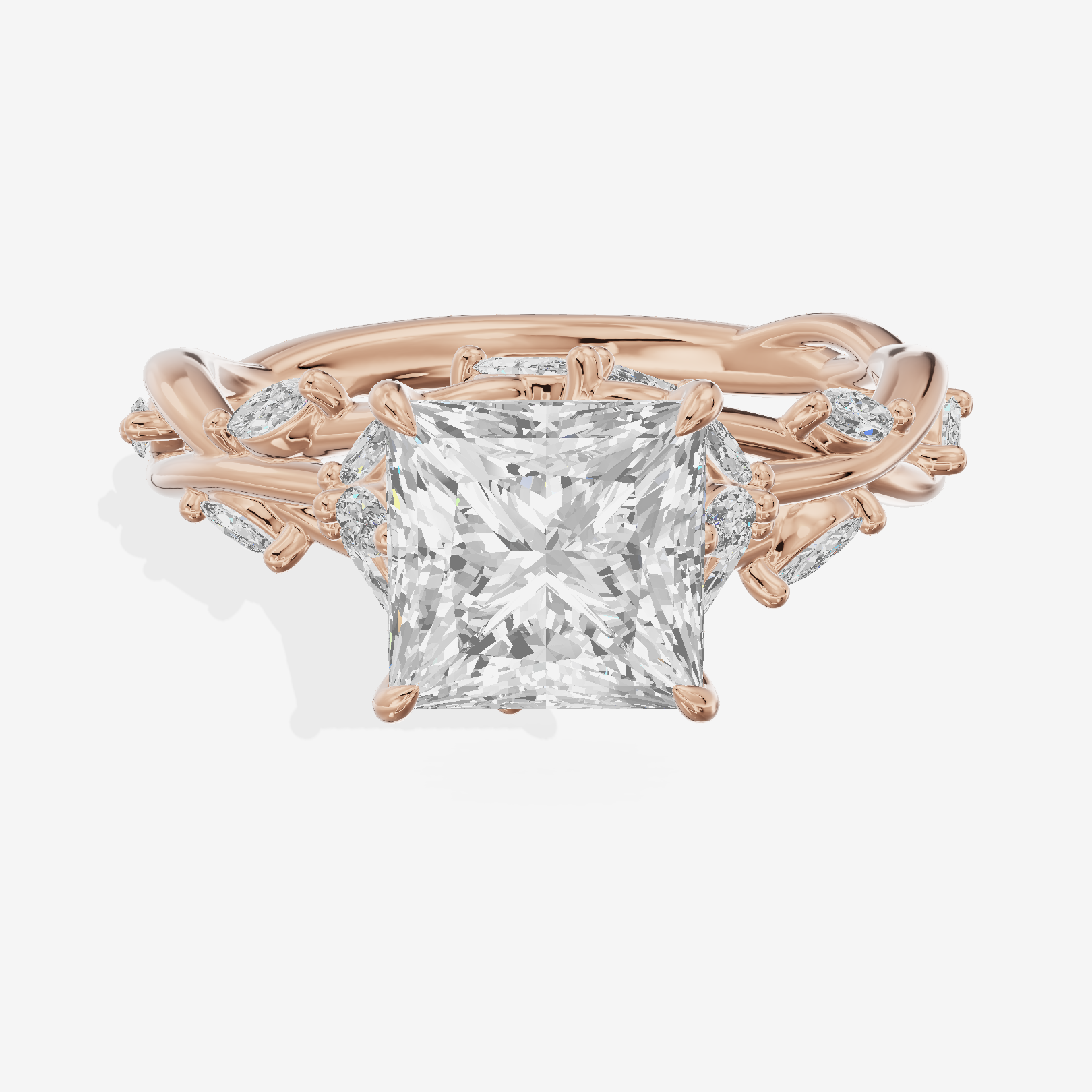 Twine Pavé Princess Twisted Engagement Ring (1/2 ct. tw.) in 18K Rose Gold