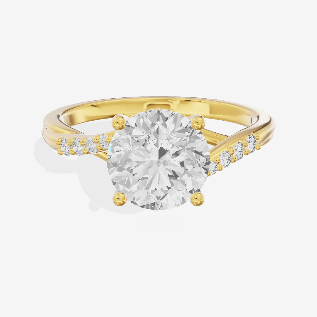 Aimora Hidden Halo Round Engagement Ring (1/8 ct. tw.) in 14K Yellow Gold