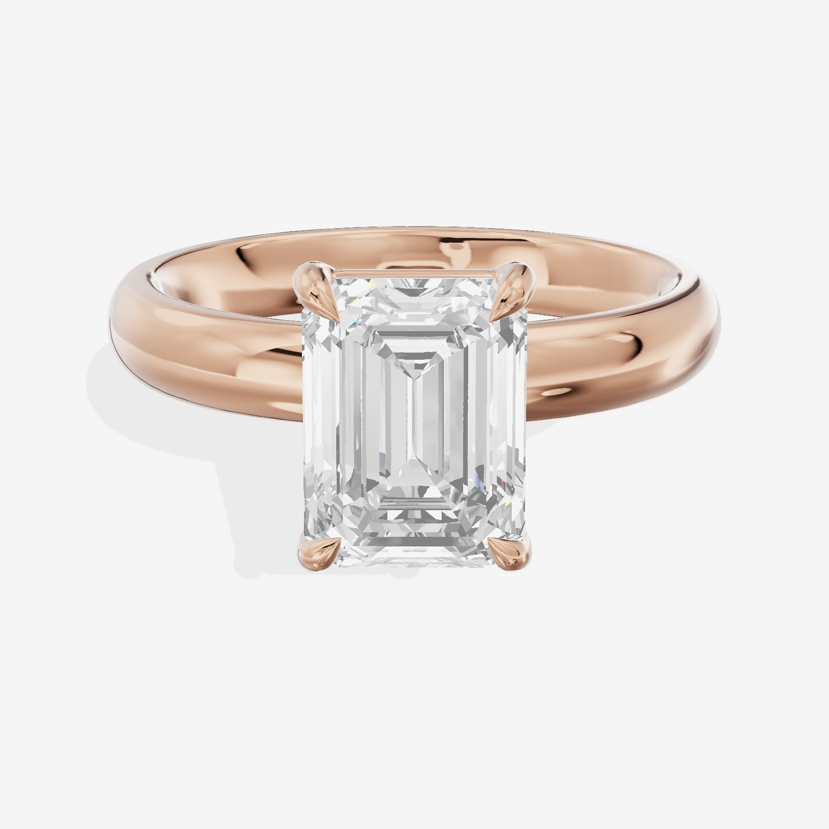 Whisper 3mm Emerald Solitaire Engagement Ring in 14K Rose Gold