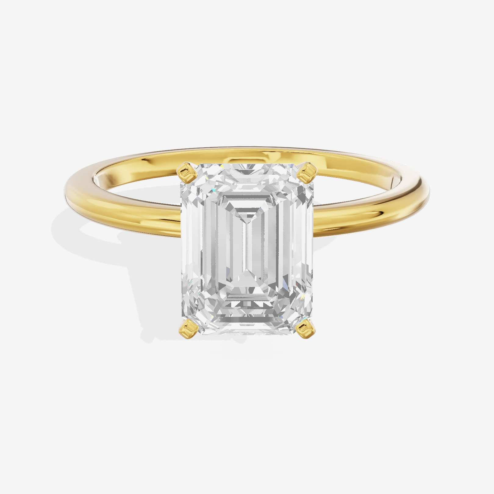 Coeurine 1.5mm Emerald Comfort Fit Engagement Ring in 14K Yellow Gold