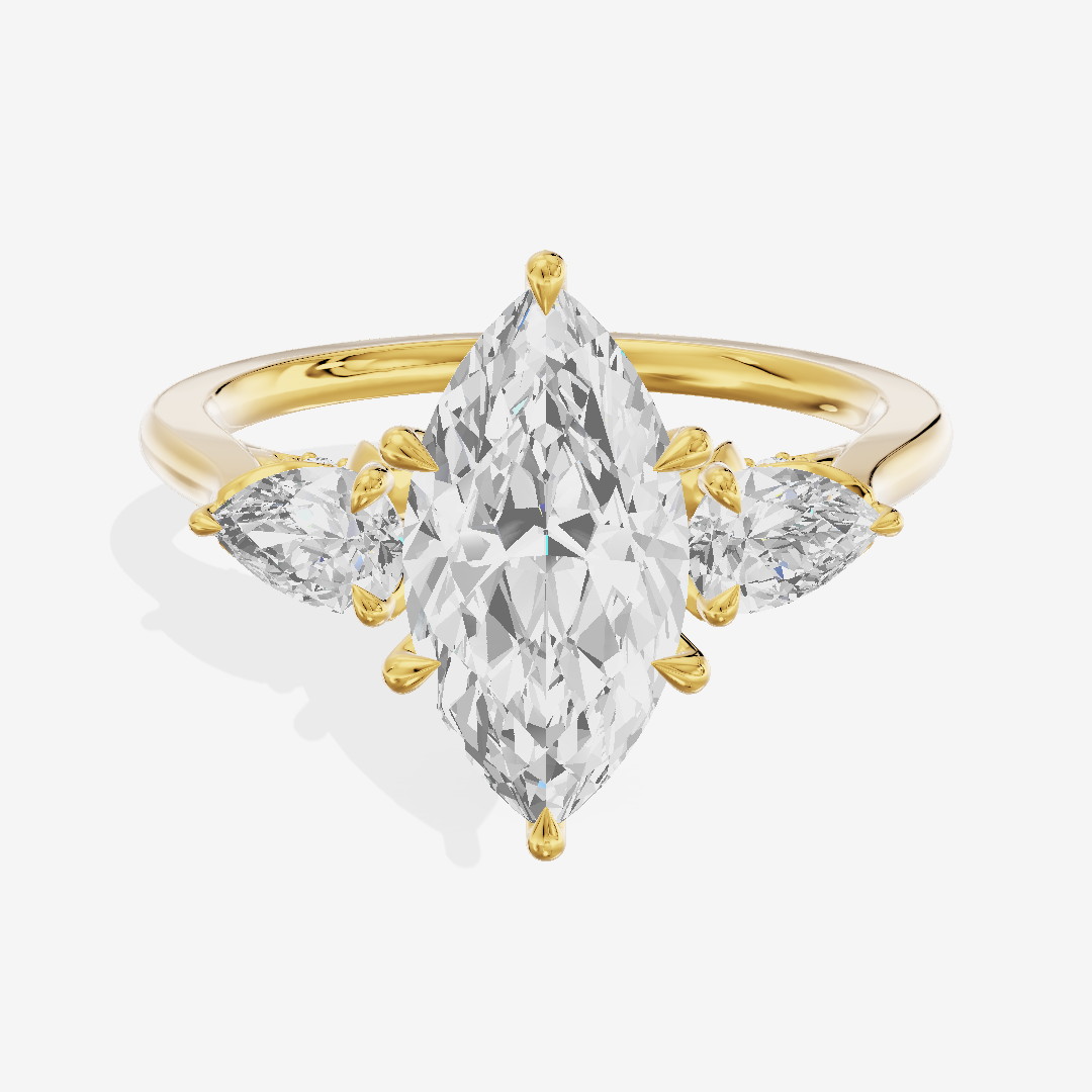 Modern Sincere Three Stone Marquise Engagement Ring (1/2 ct. tw.) in 18K Yellow Gold