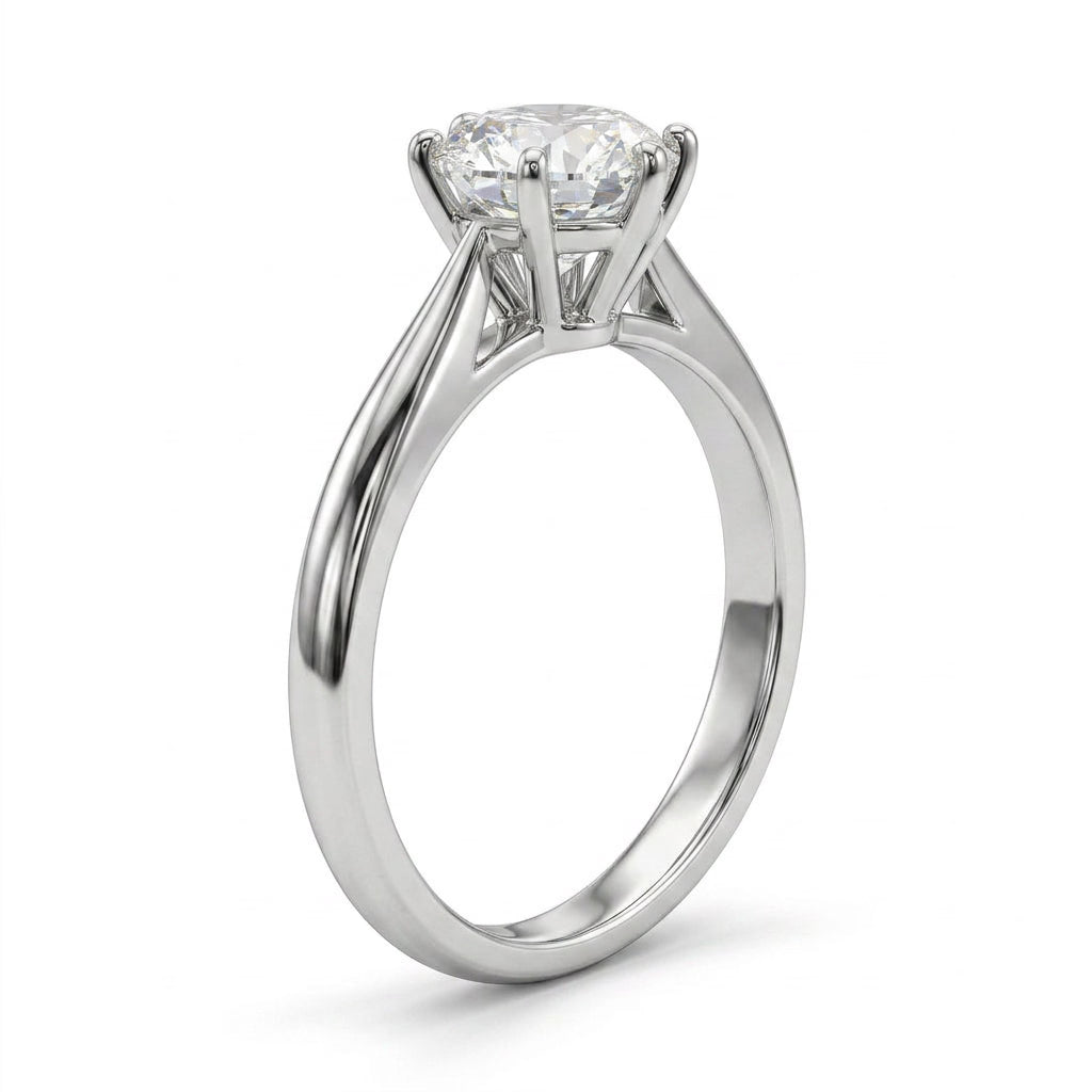 Cathedral Solitaire Round Engagement Ring (1.53 ct.) in Platinum