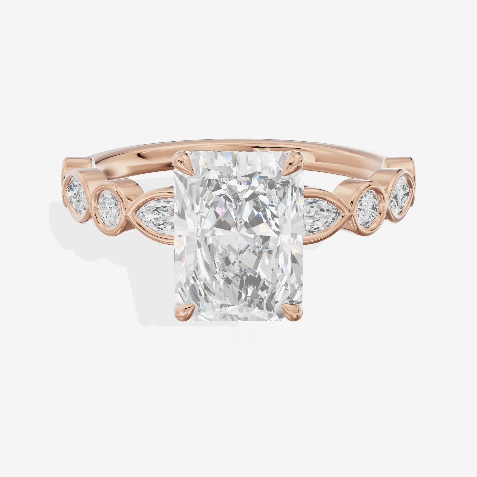 Tender Aurea Radiant Engagement Ring with Side Stones (1 ct. tw.) in 14K Rose Gold