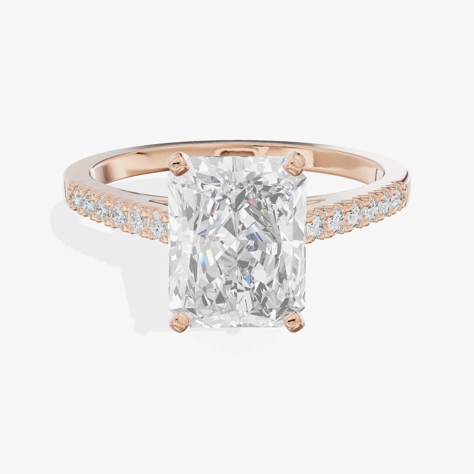 Sworn Vowsae Radiant Engagement Ring with Side Stones (1/10 ct. tw.) in 18K Rose Gold