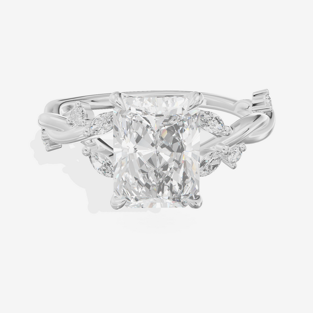 Twined Vowsae Radiant Twisted Engagement Ring (1/6 ct. tw.) in 18K White Gold