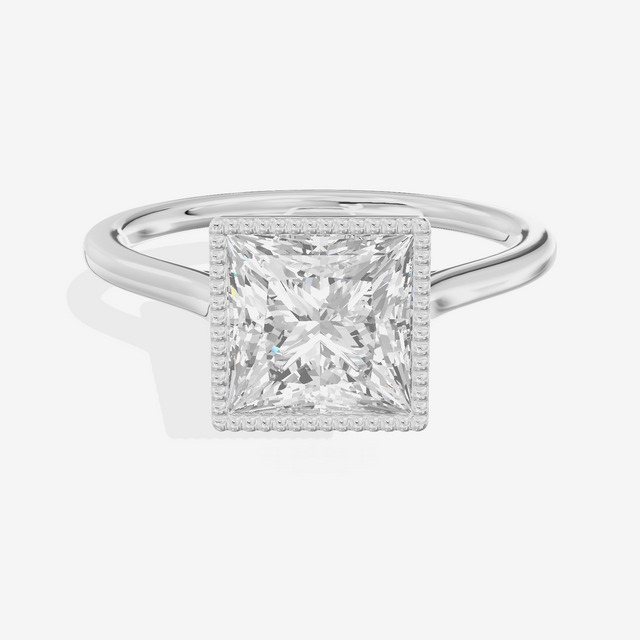 Modern Coeurine 1.5mm Princess Bezel Engagement Ring in Platinum