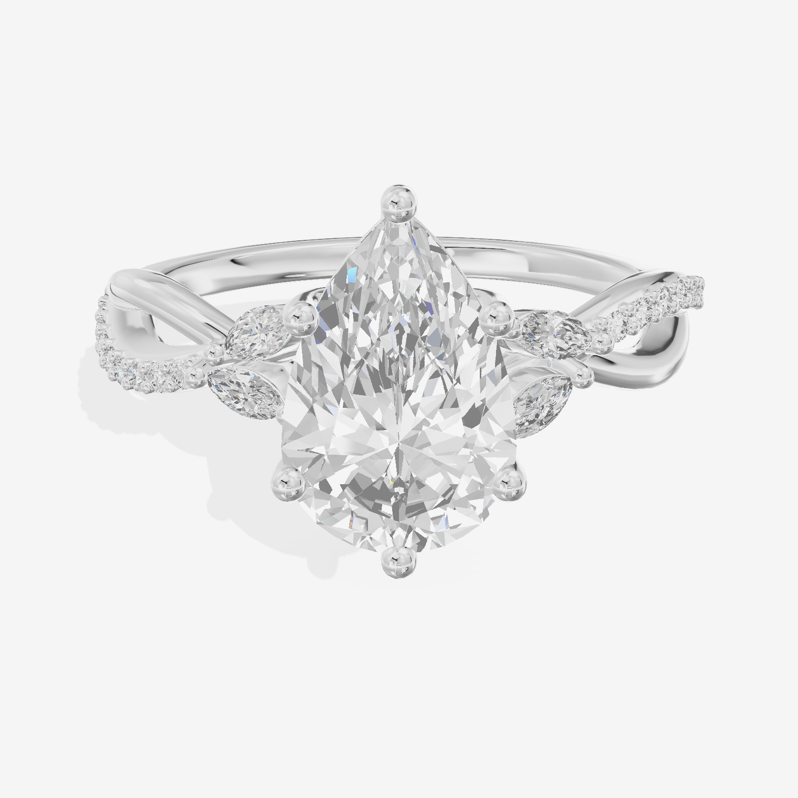Petite Twine Pear Twisted Engagement Ring (1/5 ct. tw.) in 18K White Gold
