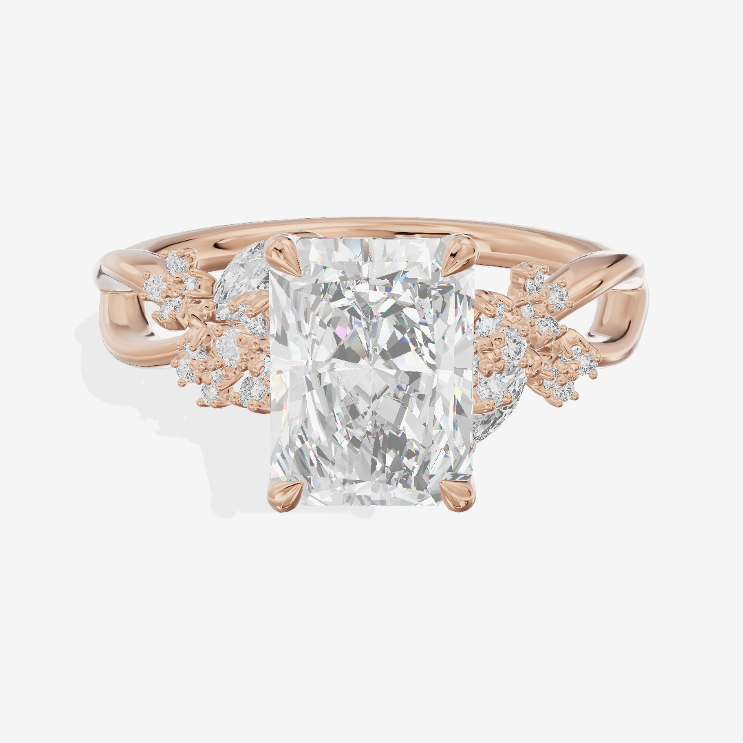 Classic Lightwoven Radiant Engagement Ring with Side Stones (1/4 ct. tw.) in 18K Rose Gold