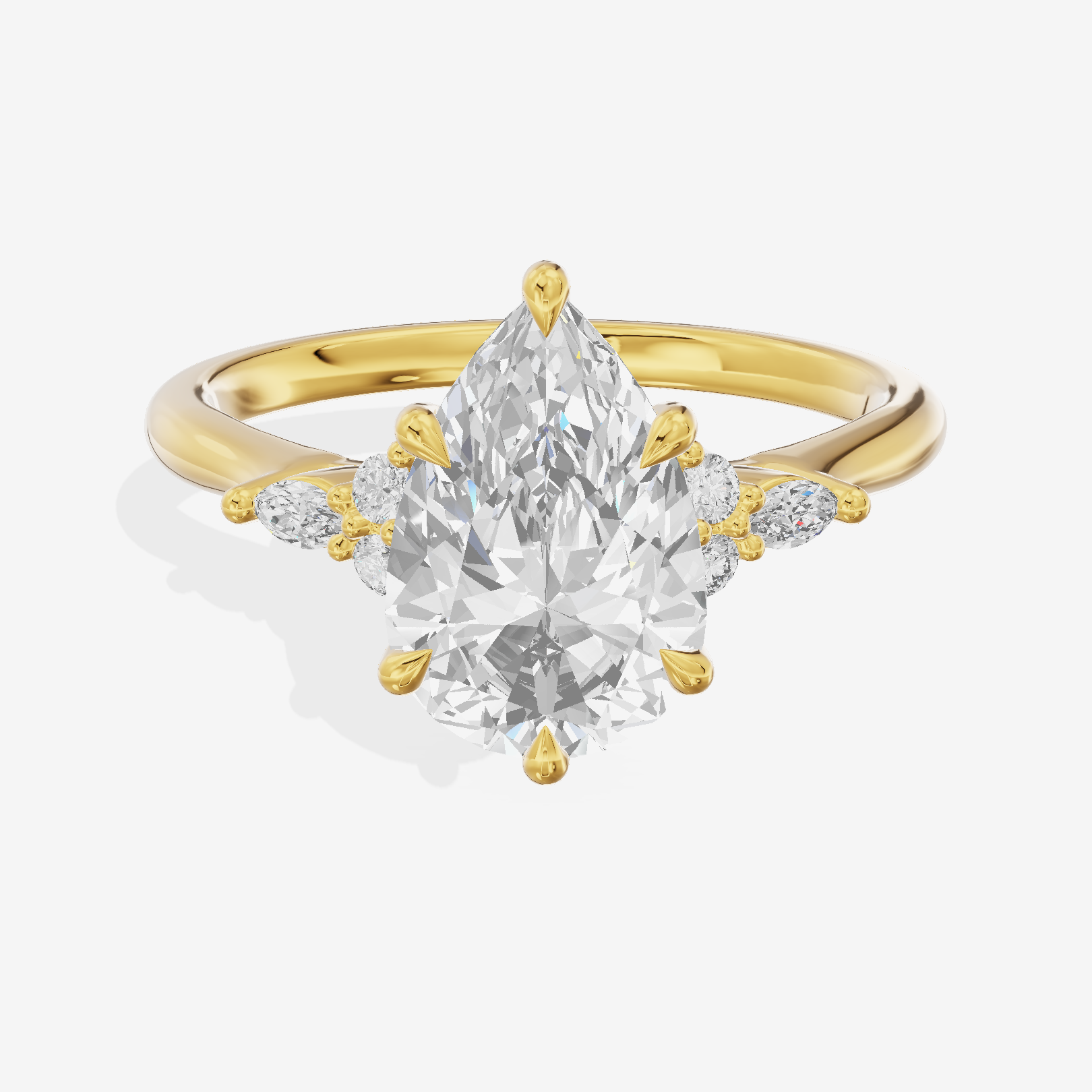 Tender Heartline Pear Engagement Ring with Side Stones (1/10 ct. tw.) in 14K Yellow Gold