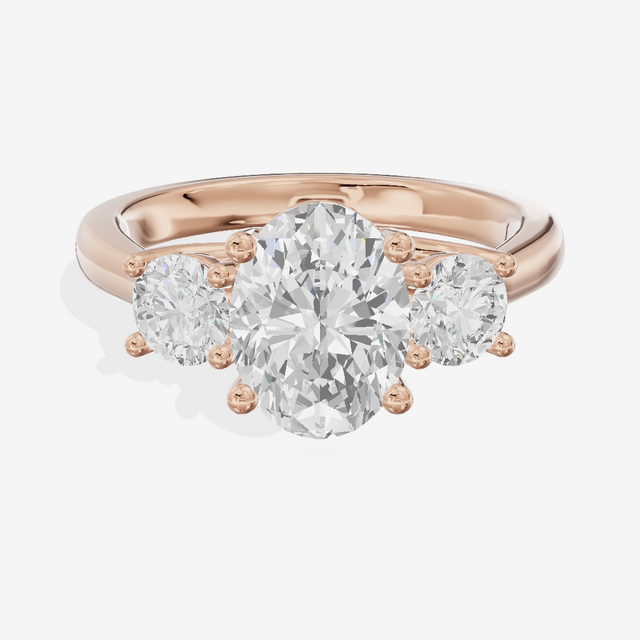 Petite Selenia Three Stone Oval Engagement Ring (1/3 ct. tw.) in 14K Rose Gold