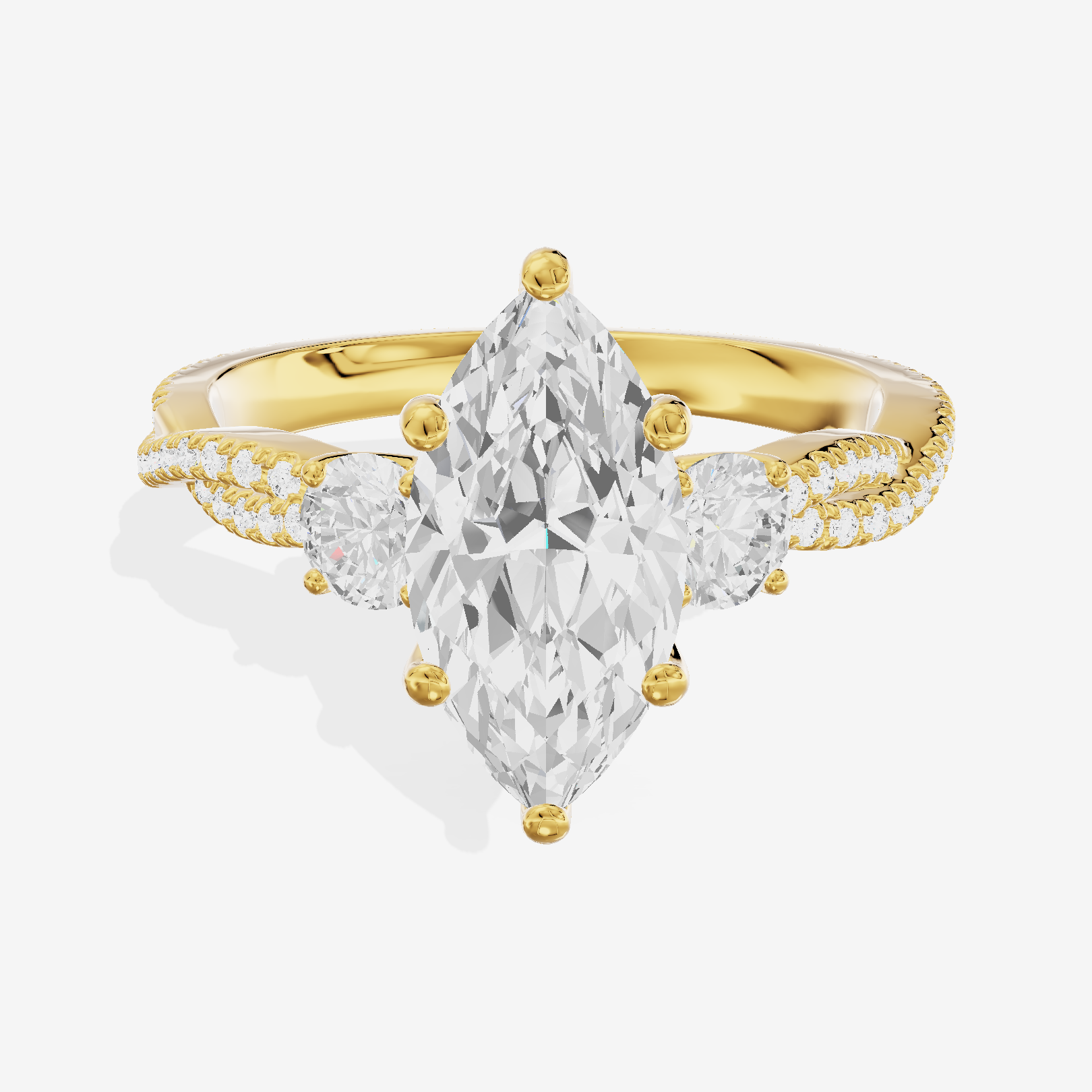 Petite Twine Three Stone Marquise Engagement Ring (1/2 ct. tw.) in 14K Yellow Gold