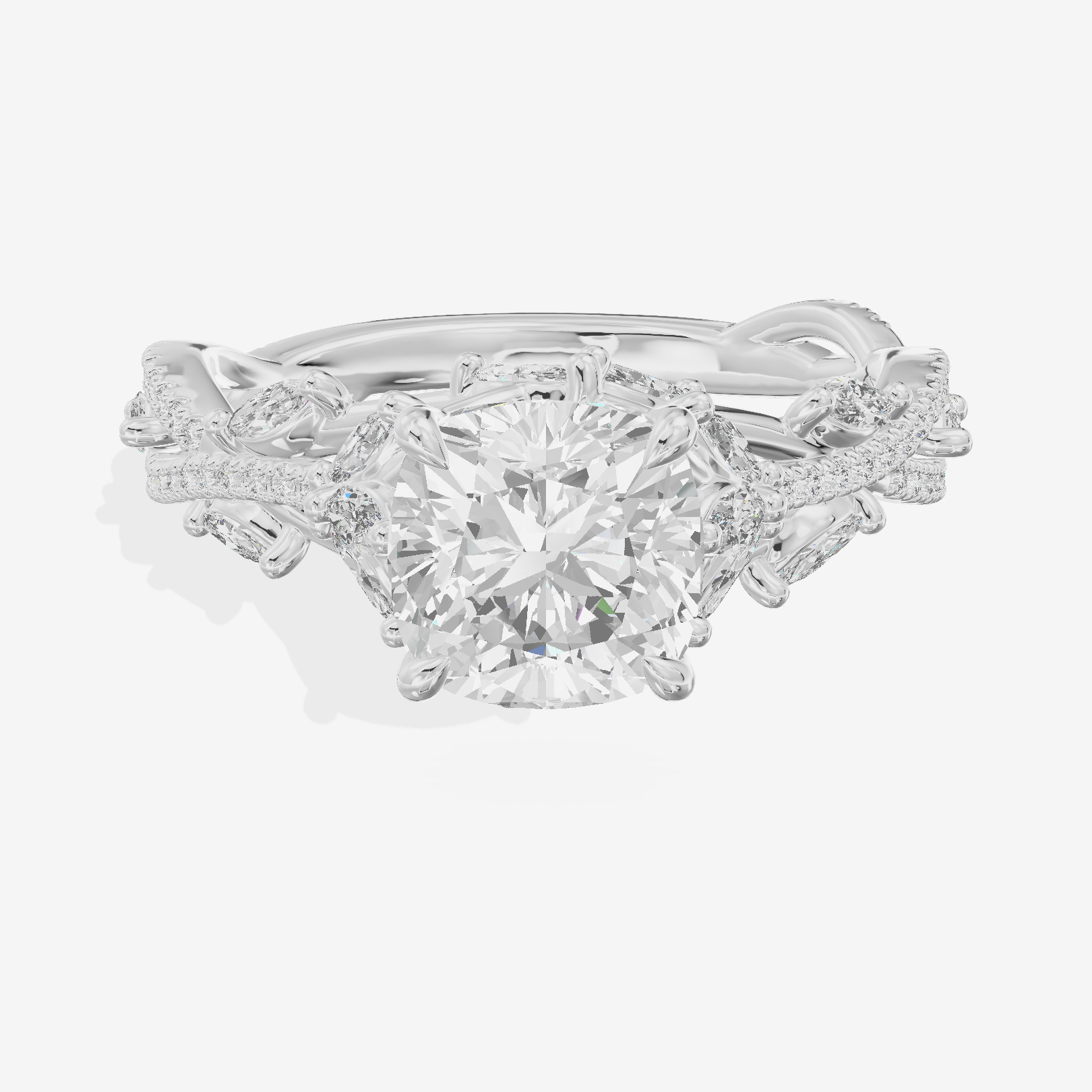 Grand Twine Cushion Twisted Engagement Ring (3/4 ct. tw.) in 18K White Gold