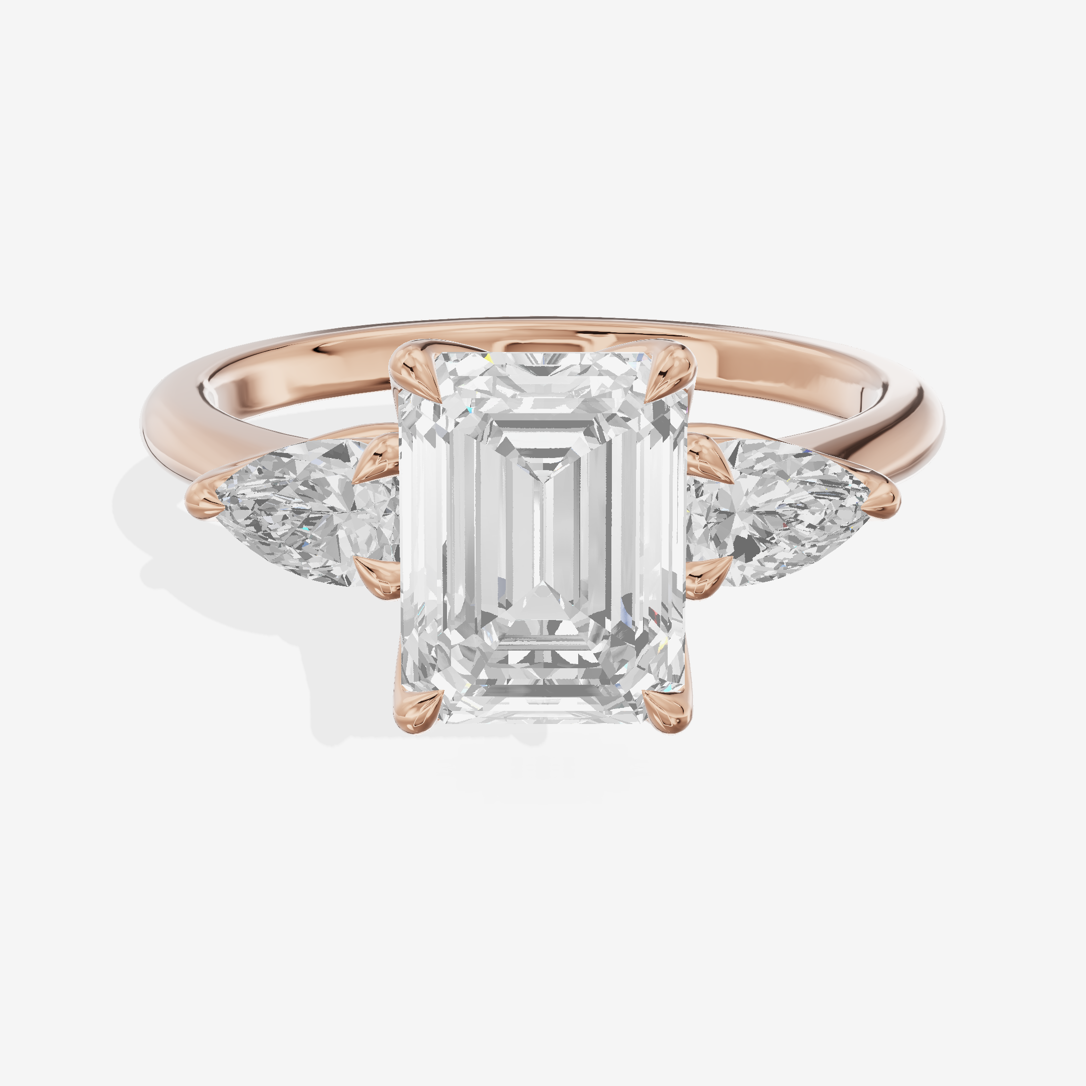 Modern Triade Emerald Three Stone Engagement Ring (1/2 ct. tw.) in 14K Rose Gold