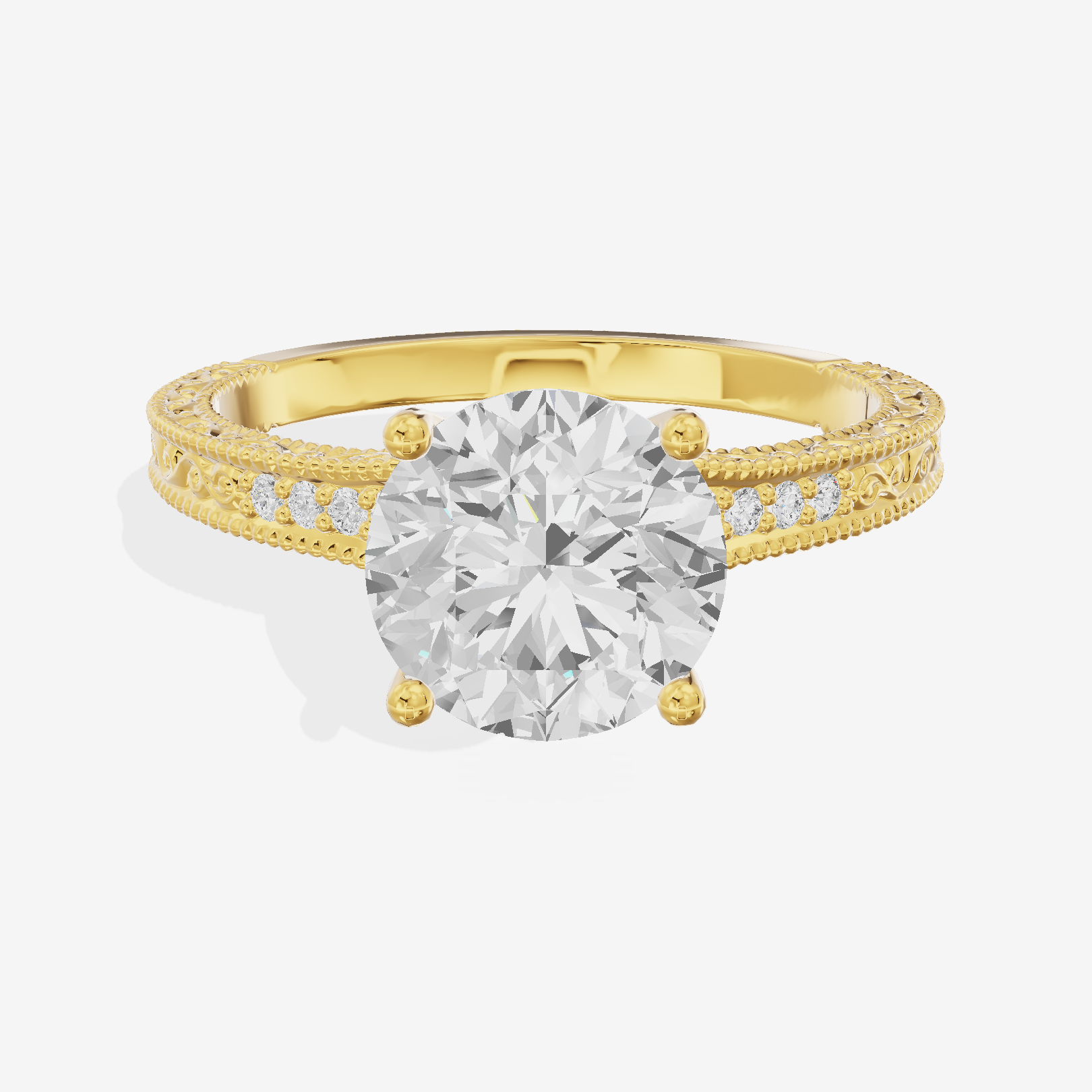 Vintage Sincere Round Engagement Ring (1/10 ct. tw.) in 18K Yellow Gold