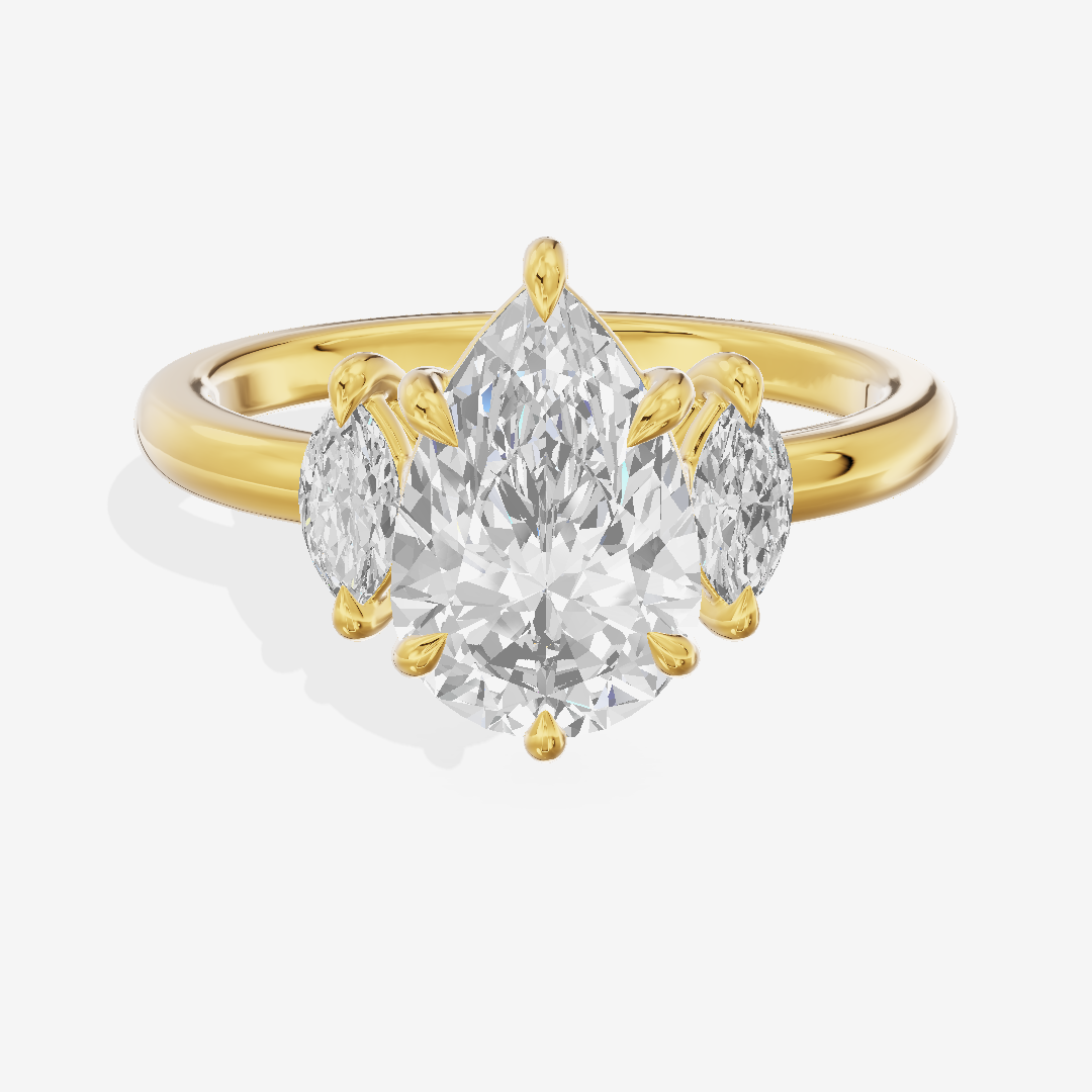 Classic Sincere Three Stone Pear Engagement Ring (1/3 ct. tw.) in 14K Yellow Gold