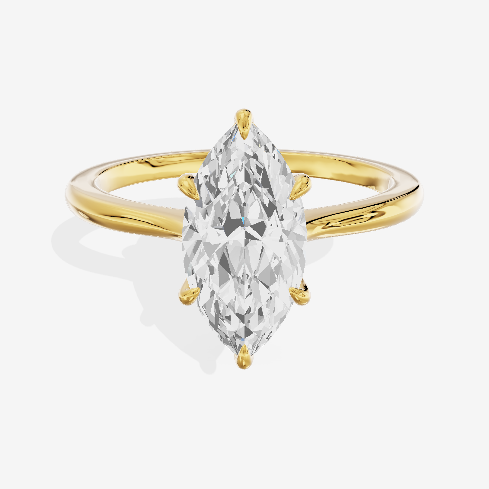 Crowned Halcyon 2.5mm Marquise Six-Prong Engagement Ring in 14K Yellow Gold