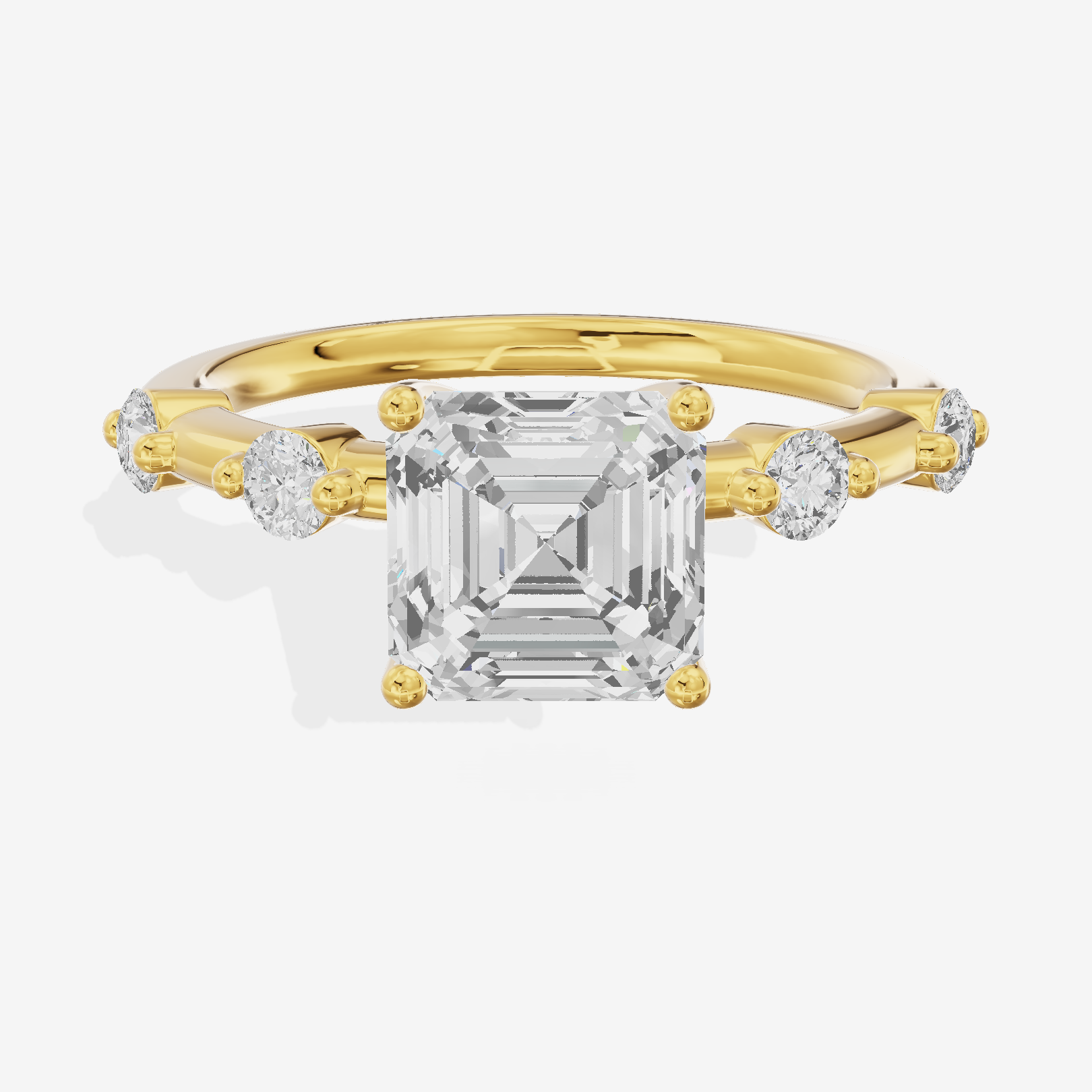 Petite Heartline Asscher Engagement Ring with Side Stones (1/5 ct. tw.) in 18K Yellow Gold