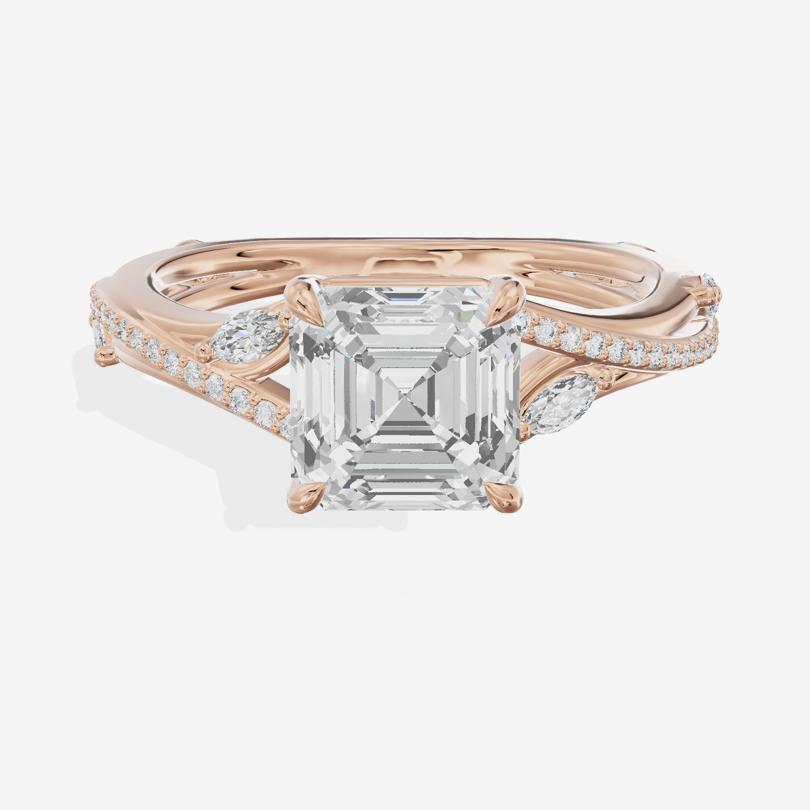 Twined Adorae Asscher Twisted Engagement Ring (1/4 ct. tw.) in 18K Rose Gold