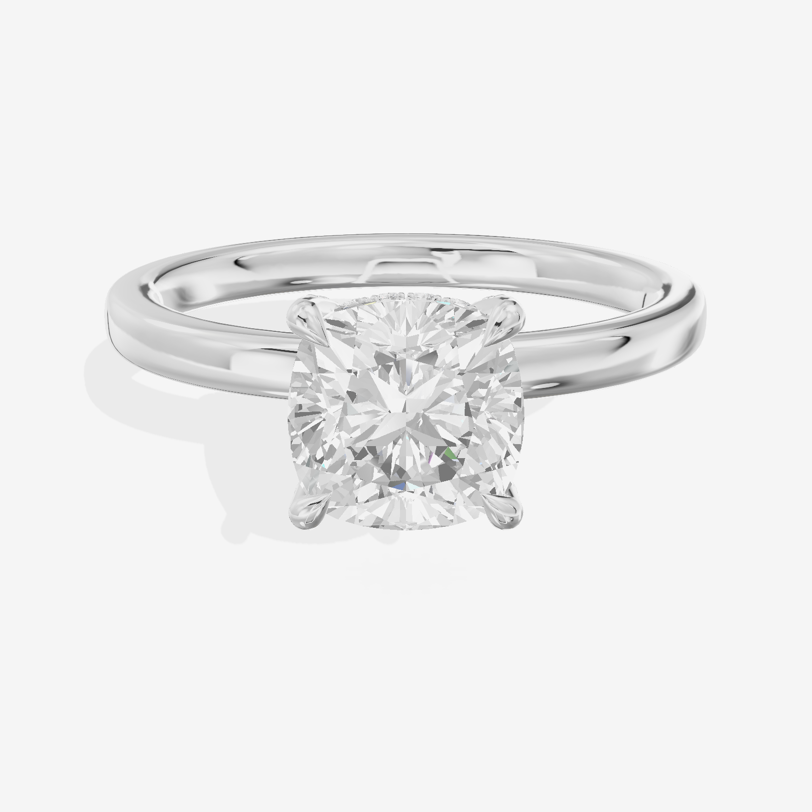 Whispered Halcyon Cushion Engagement Ring with Side Stones (1/6 ct. tw.) in 18K White Gold