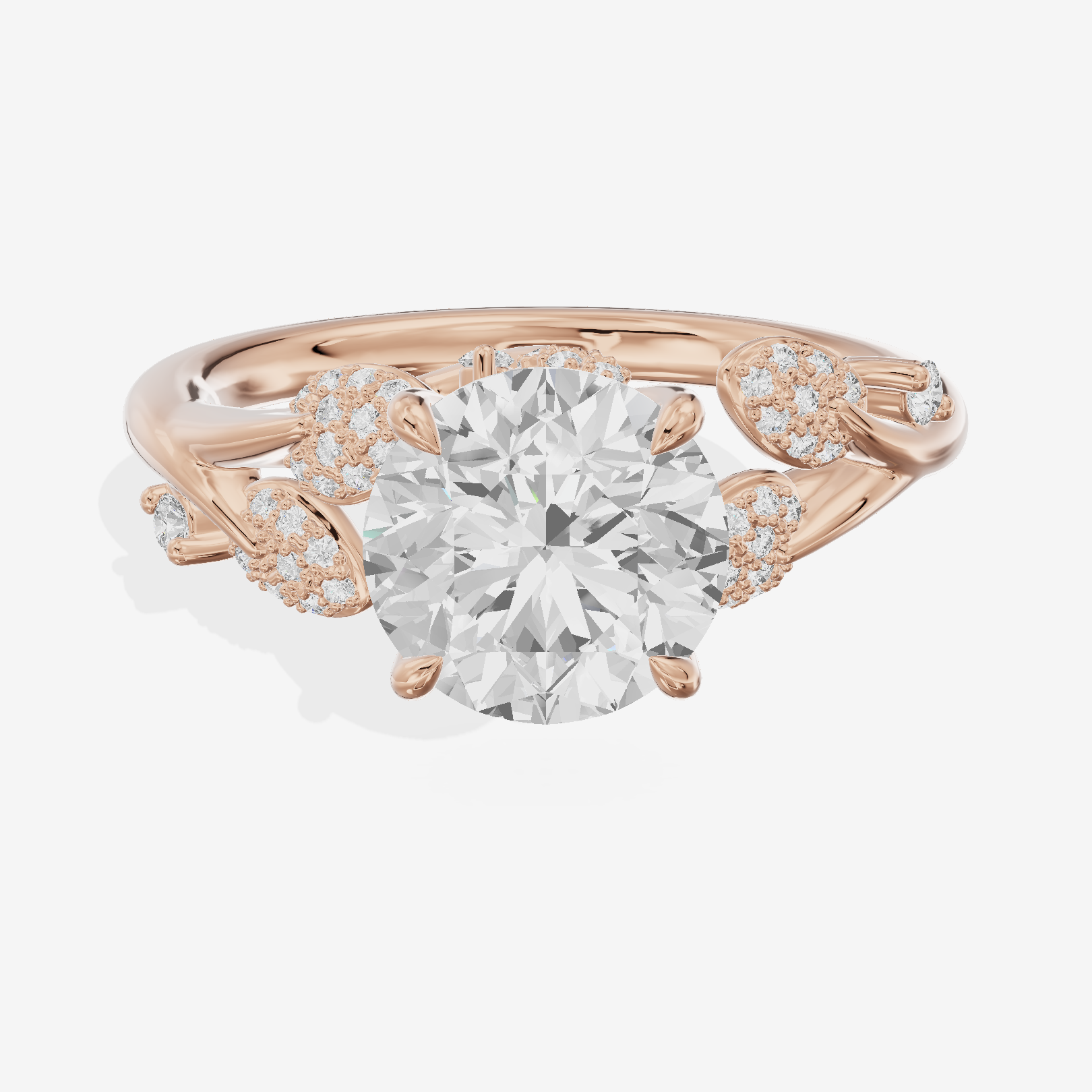 Lightwoven Round Engagement Ring with Side Stones (1/6 ct. tw.) in 18K Rose Gold
