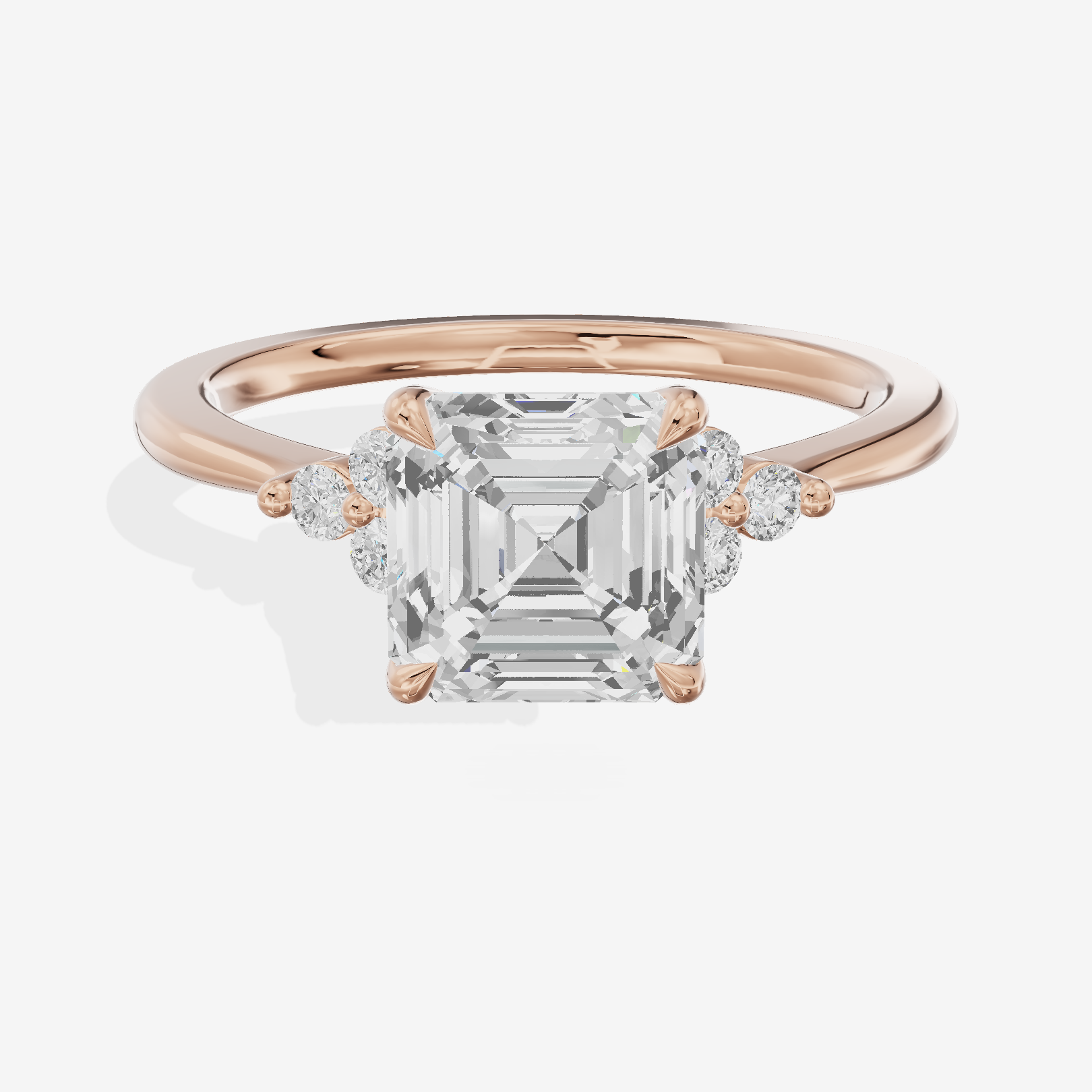 Petite Whisper Asscher Engagement Ring with Side Stones (1/10 ct. tw.) in 14K Rose Gold