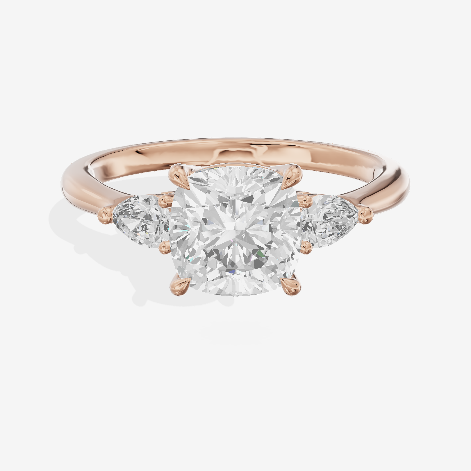 Petite Aimora Three Stone Cushion Engagement Ring (1/4 ct. tw.) in 18K Rose Gold