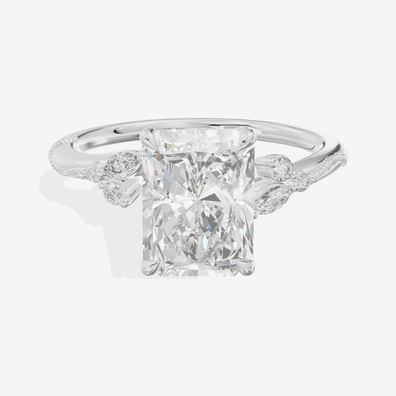 Vintage Lumera Radiant Engagement Ring (1/10 ct. tw.) in 18K White Gold