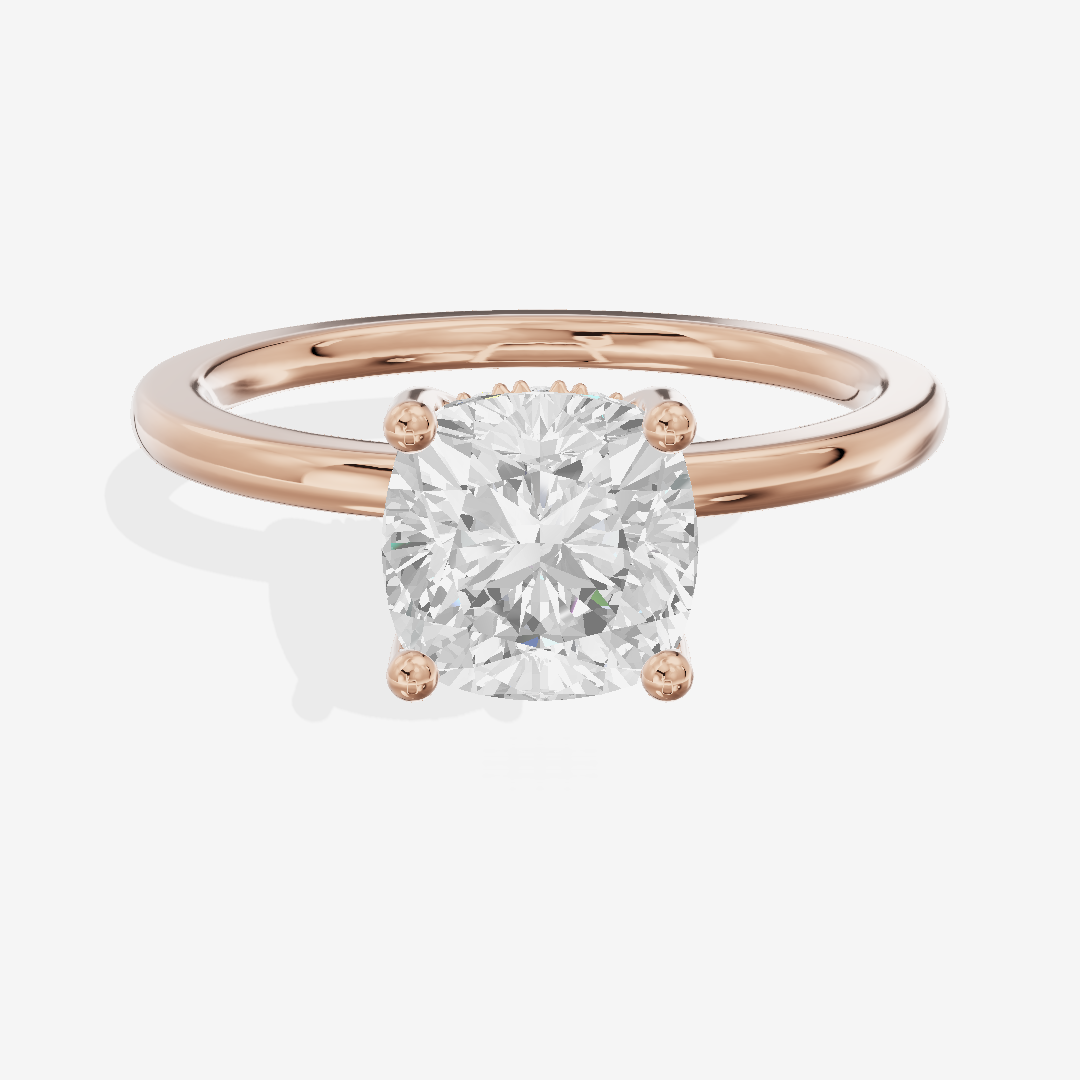 Vowsae Hidden Halo Cushion Engagement Ring (1/20 ct. tw.) in 14K Rose Gold