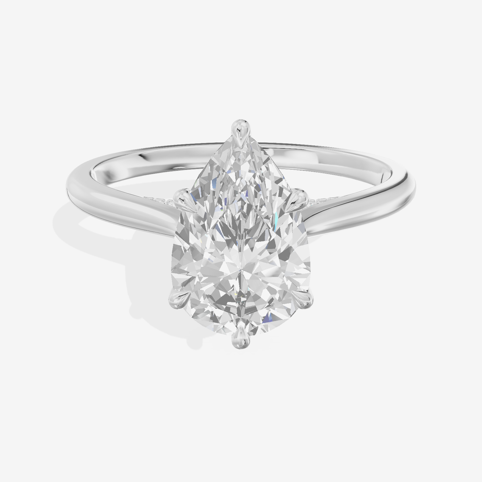 Grand Linger Pear Engagement Ring with Side Stones (1/10 ct. tw.) in 18K White Gold