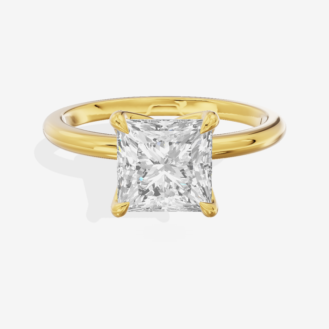 Vintage Aimora 1.8mm Princess Solitaire Engagement Ring in 18K Yellow Gold