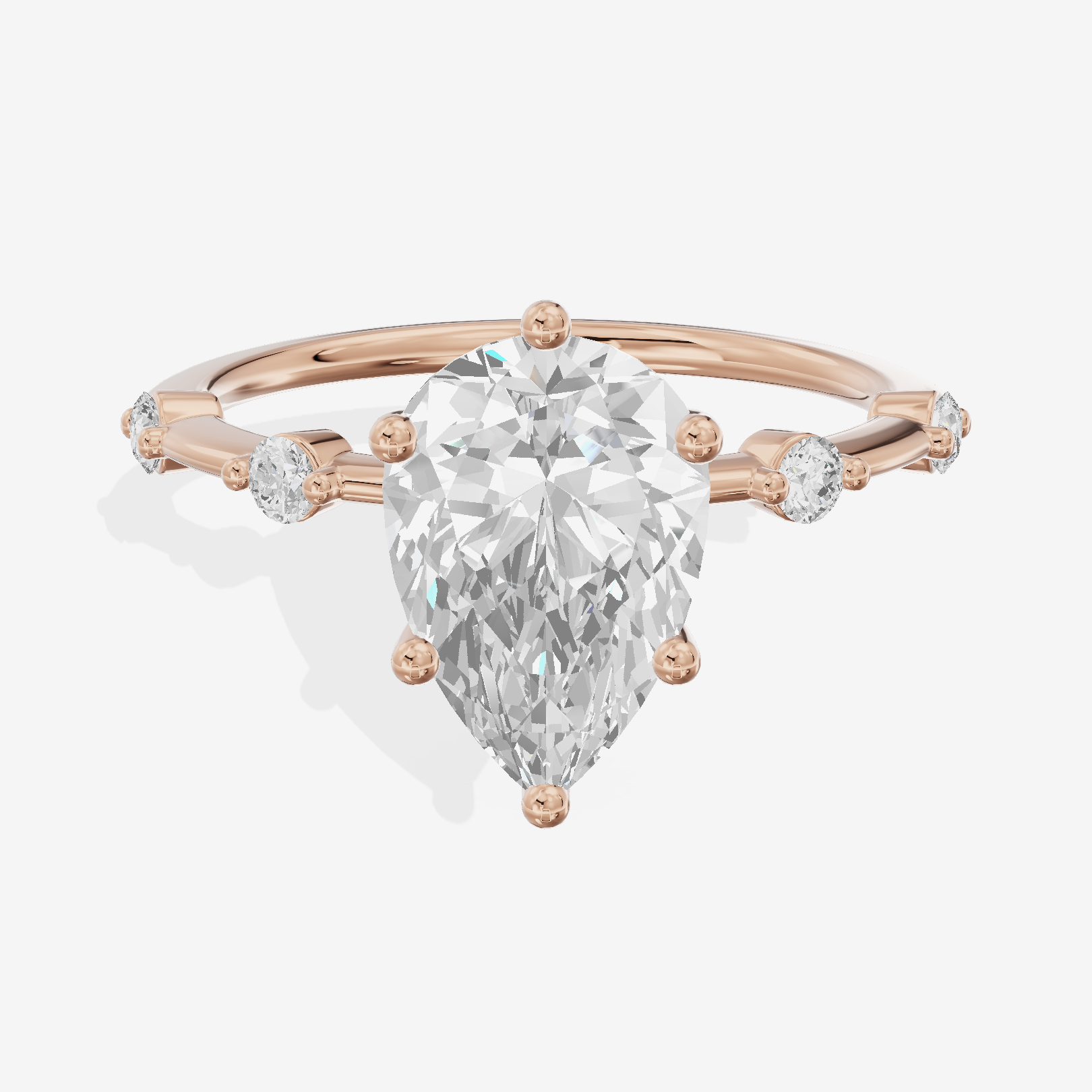 Grand Trueheart Pear Engagement Ring with Side Stones (1/2 ct. tw.) in 14K Rose Gold